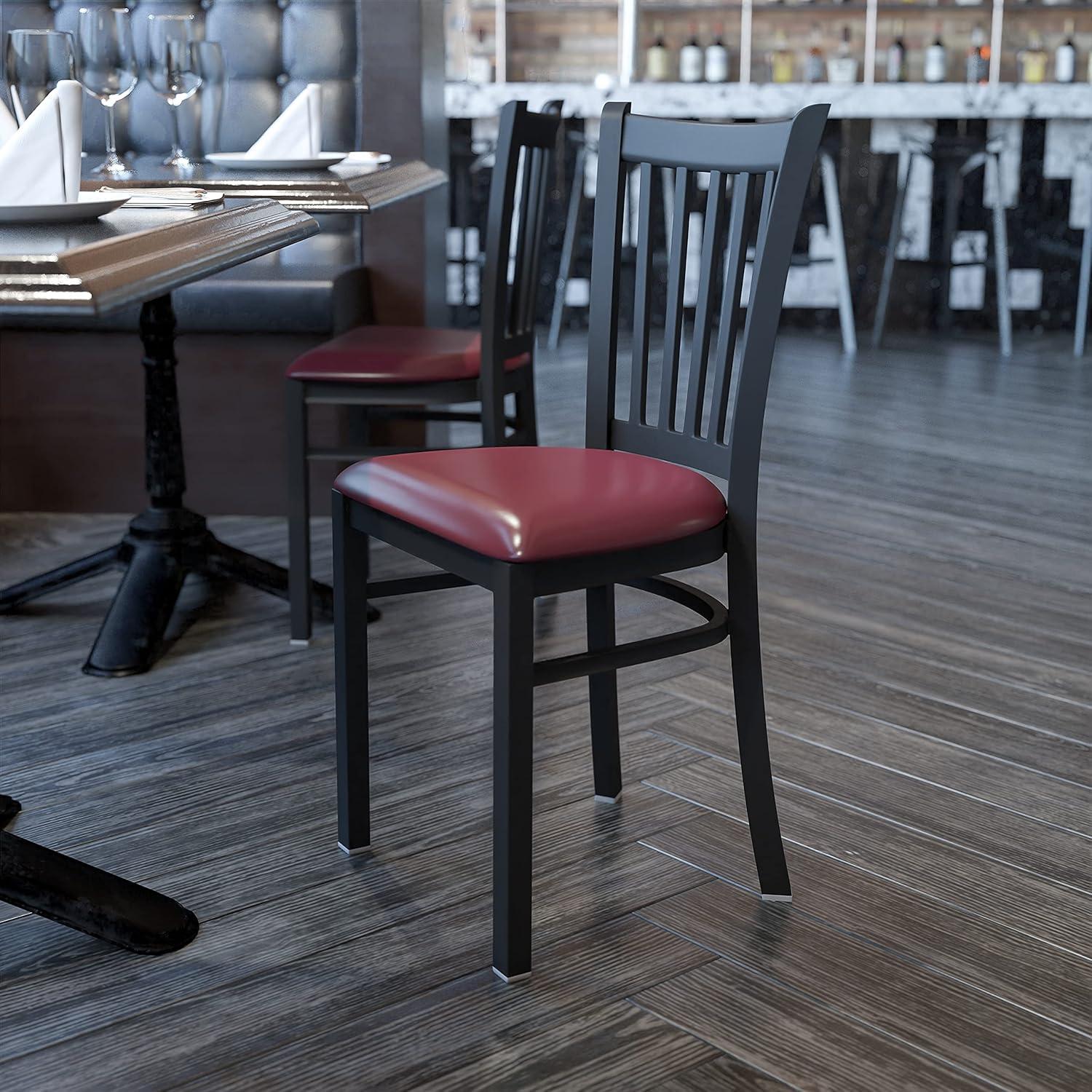 Red Upholstered Metal Mid-Back Bar Chair Set of 2