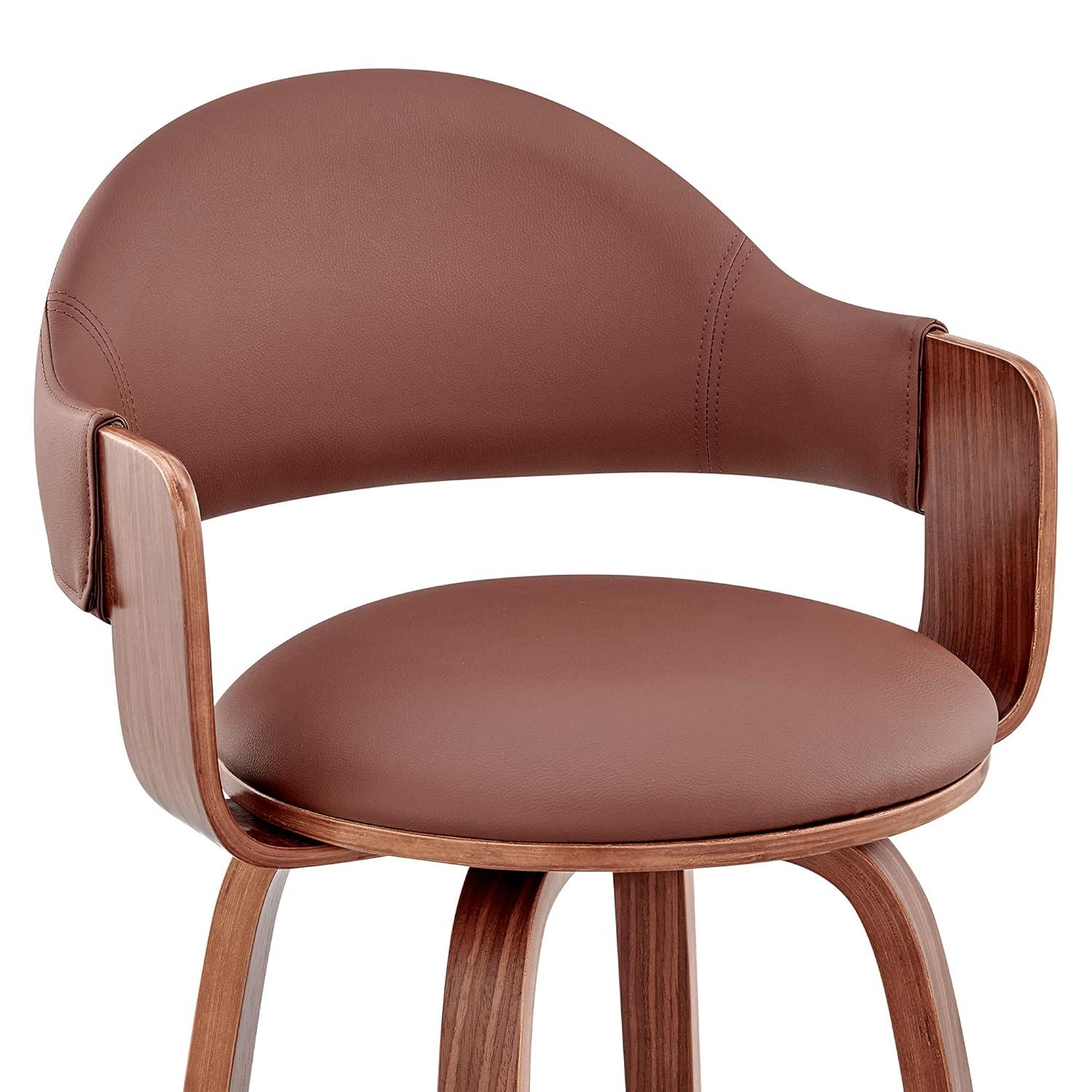 Daxton 30" Brown Faux Leather and Walnut Wood Bar Stool