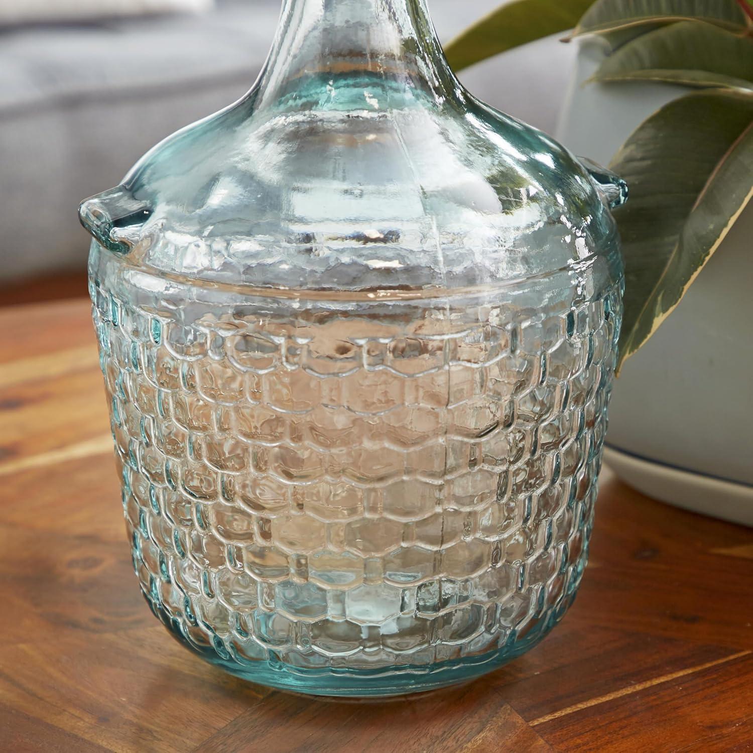 DecMode 12" Spanish Recycled Glass Vase with Bubble Texture