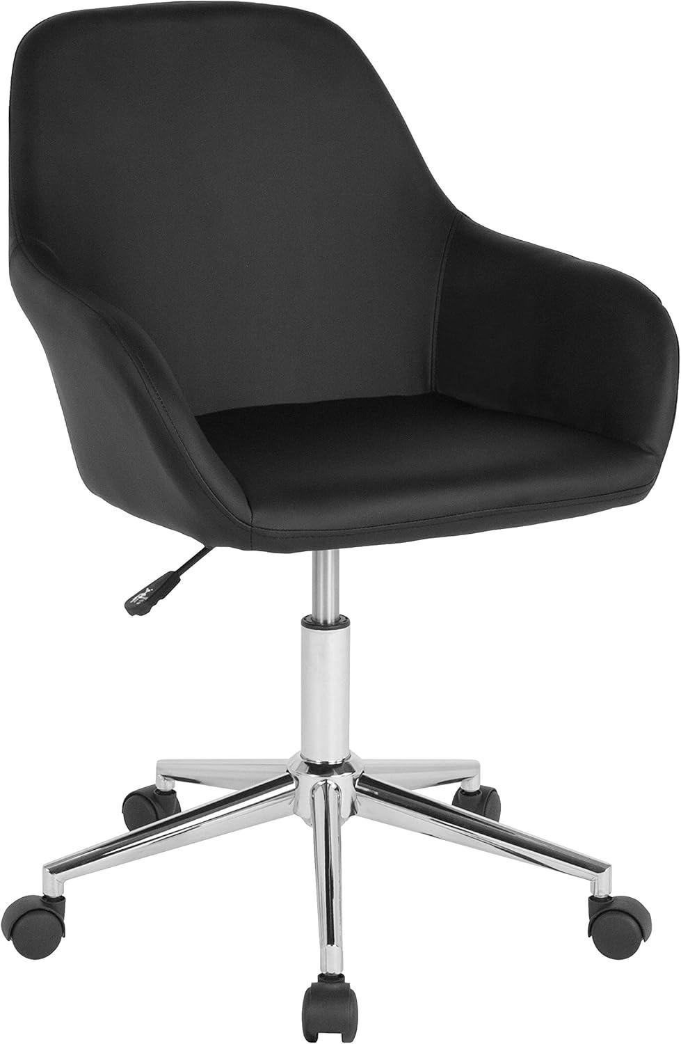 Black LeatherSoft Mid-Back Ergonomic Swivel Task Chair