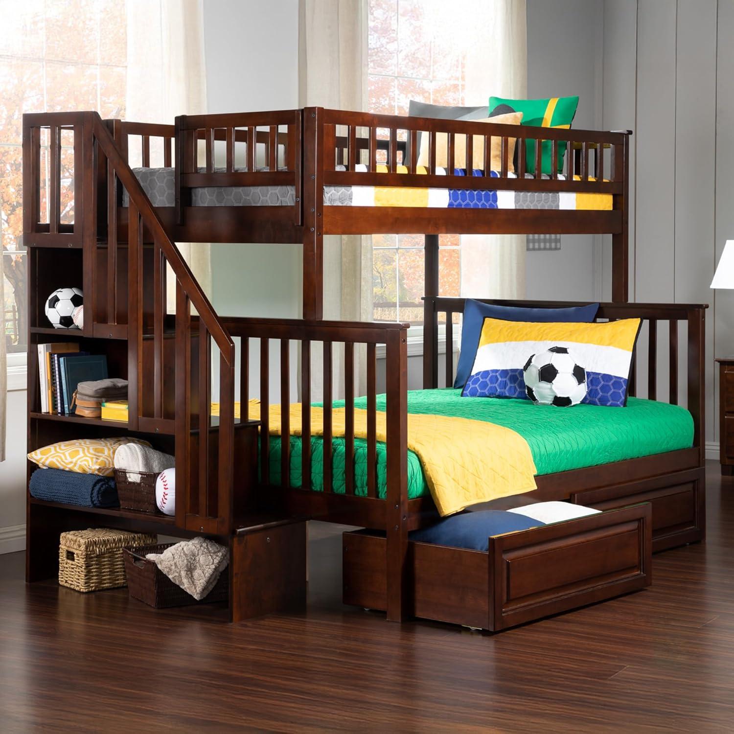 Woodland Staircase Bunk Bed Twin over Twin in Multiple Colors and Configurations