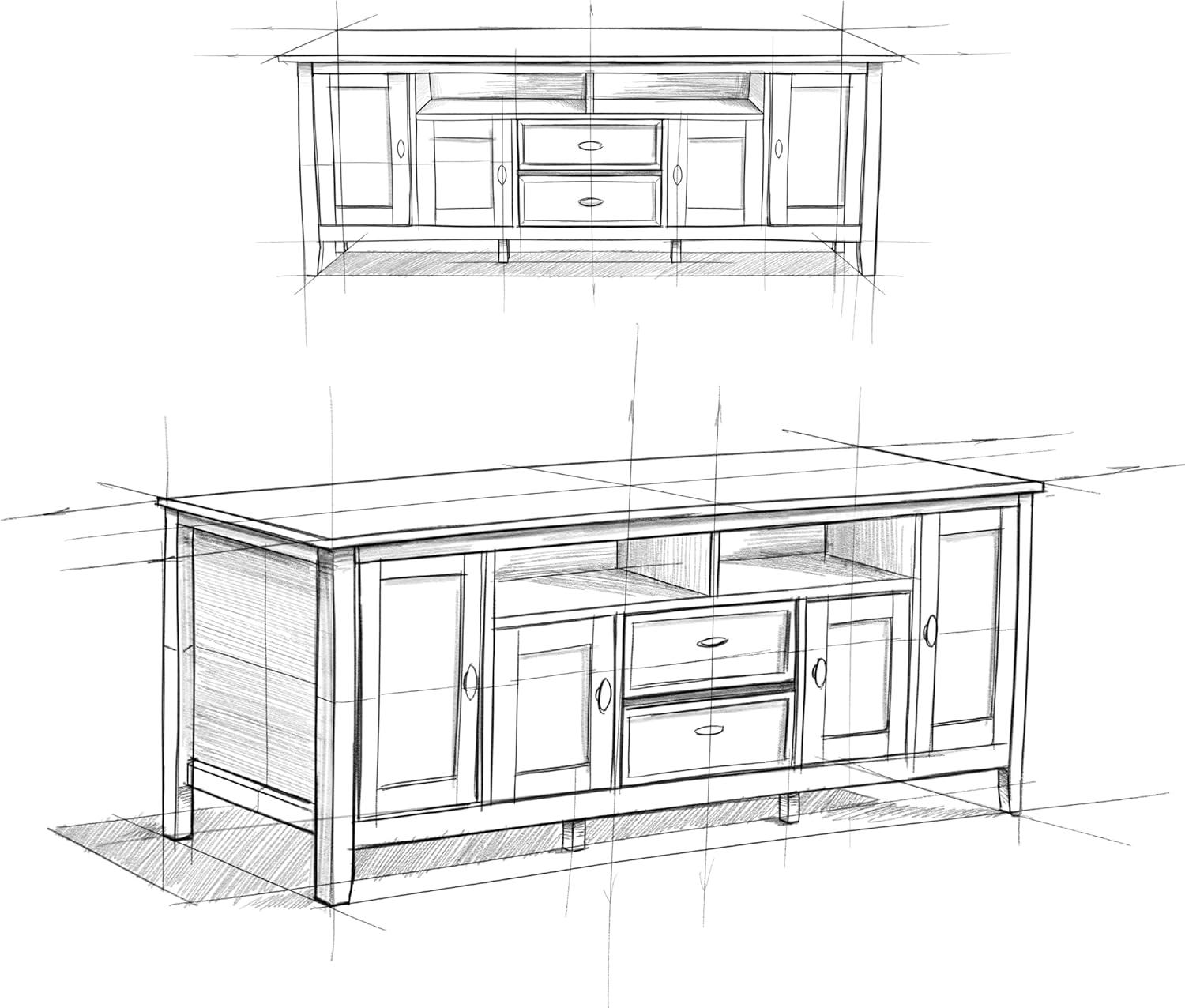 Simpli Home Warm Shaker 72"W Solid Wood TV Stand for TVs up to 80" with 4 Storage Cabinets and 2 Drawers