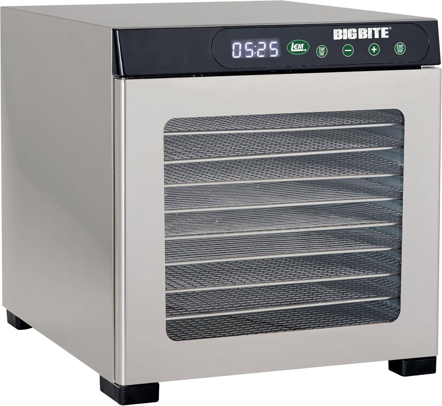 LEM Big Bite 10 Tray Dehydrator with Digital Timer Stainless Steel