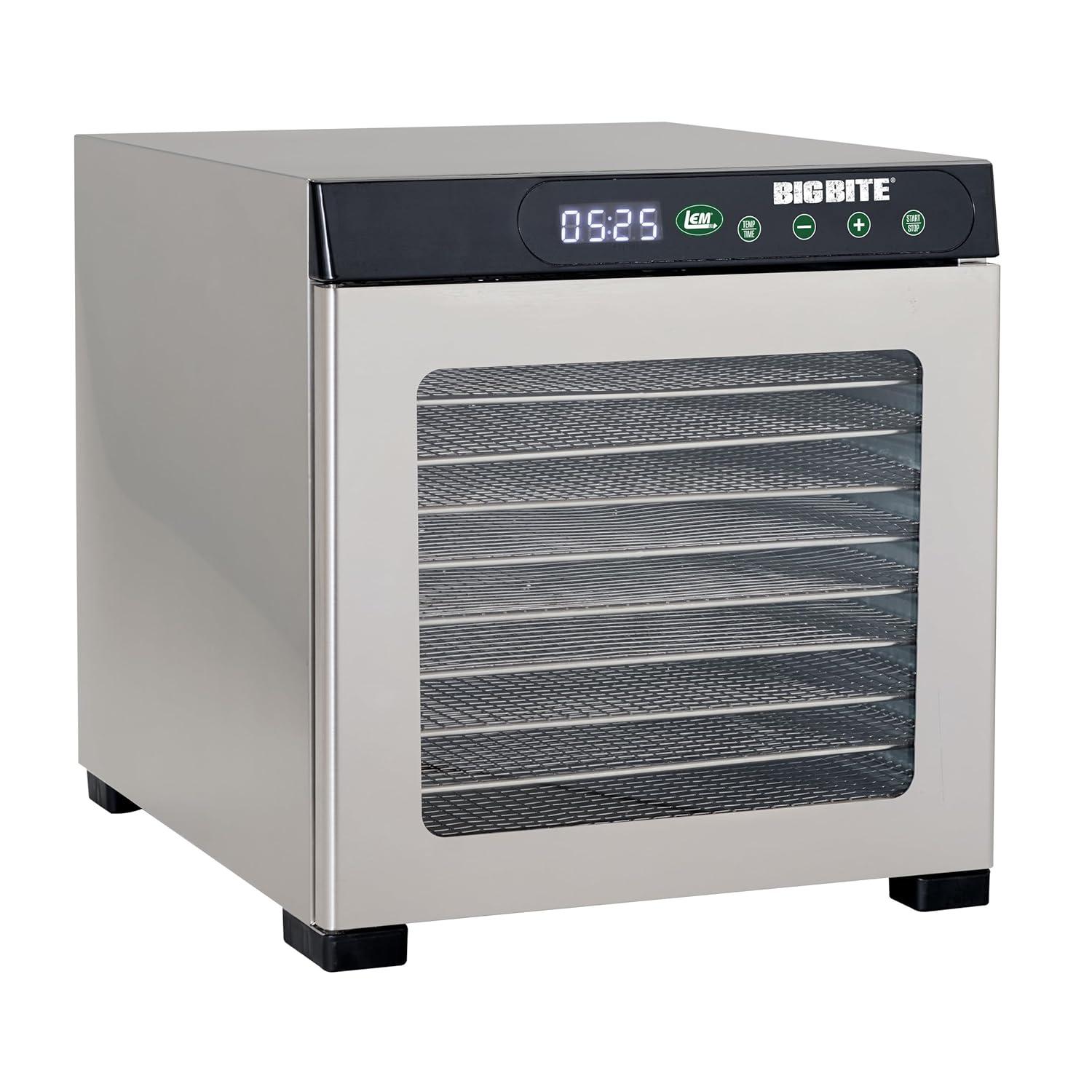 LEM Big Bite 10 Tray Dehydrator with Digital Timer Stainless Steel