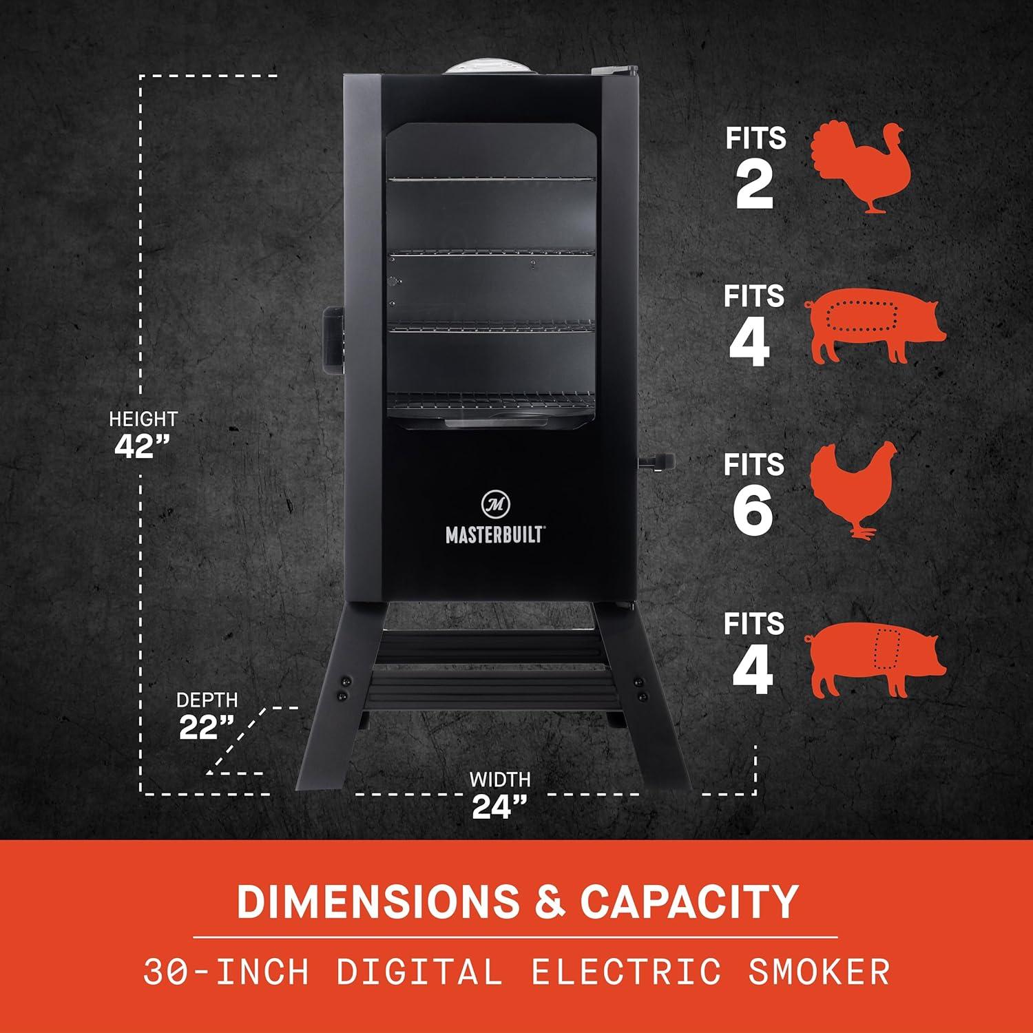 Masterbuilt 30-Inch Black Digital Electric Smoker with Chrome Racks