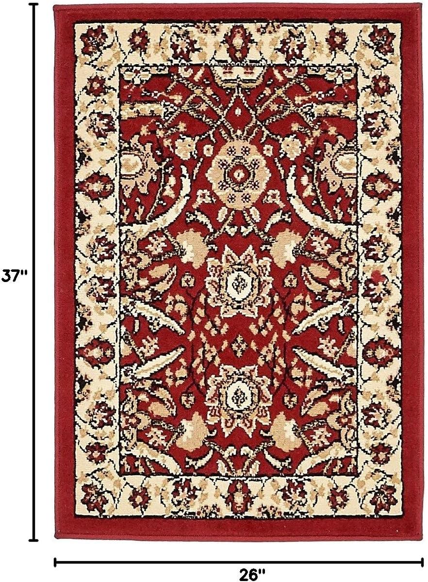 Unique Loom Cape Cod Espahan Rug Red/Beige 2' 2" x 3' 1" Rectangle Floral Traditional Perfect For Living Room Bed Room Dining Room Office