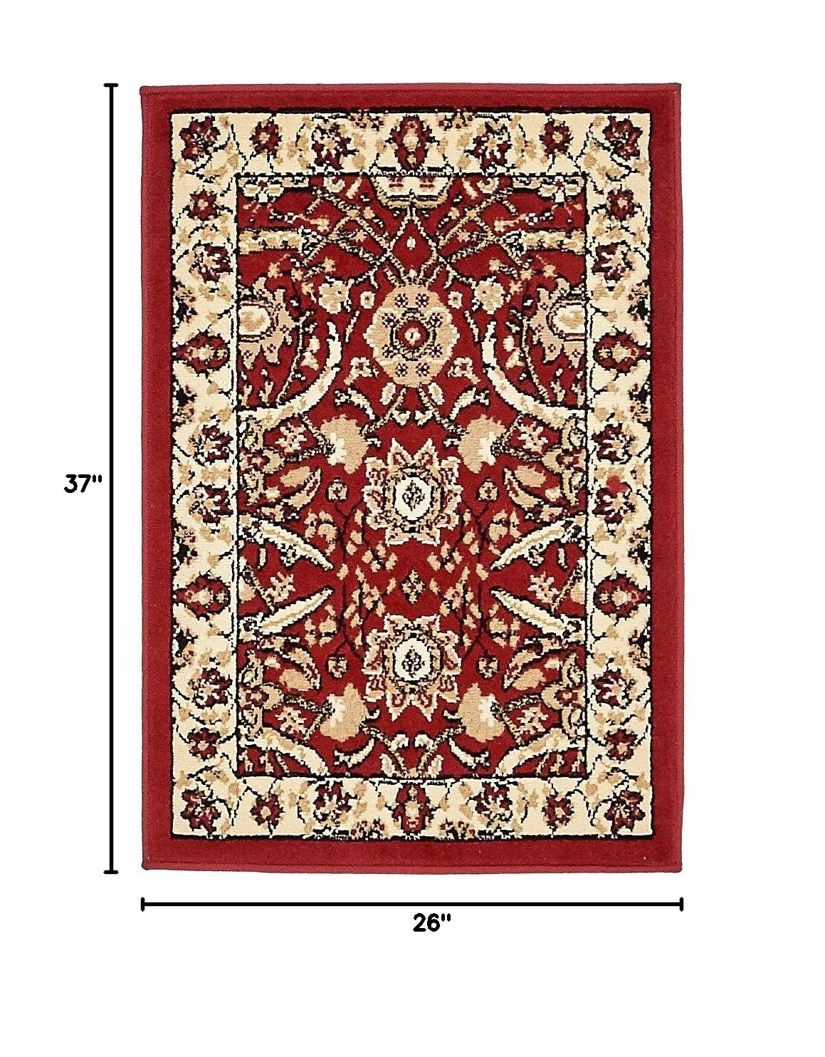 Unique Loom Cape Cod Espahan Rug Red/Beige 2' 2" x 3' 1" Rectangle Floral Traditional Perfect For Living Room Bed Room Dining Room Office