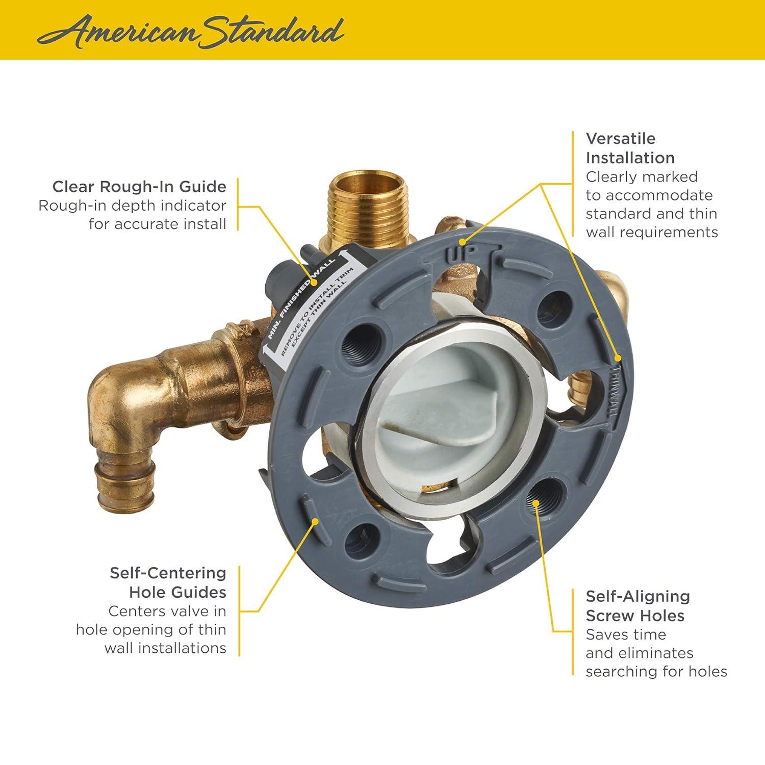 American Standard Flash Shower Rough-In Valve with PEX Inlet Elbows/Universal Outlets for Cold Expansion System