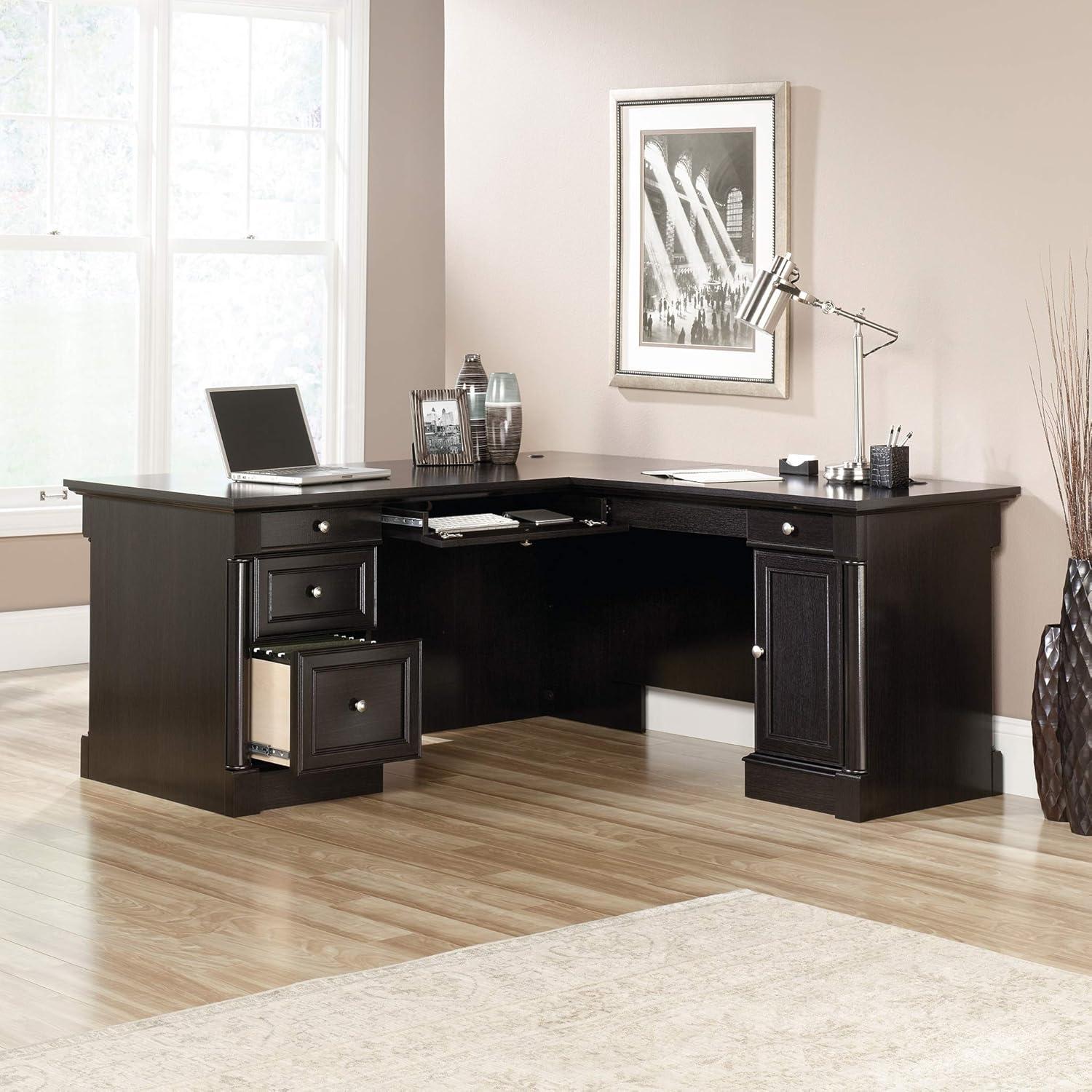 Sauder Palladia Engineered Wood L-Shaped Computer Desk in Wind Oak