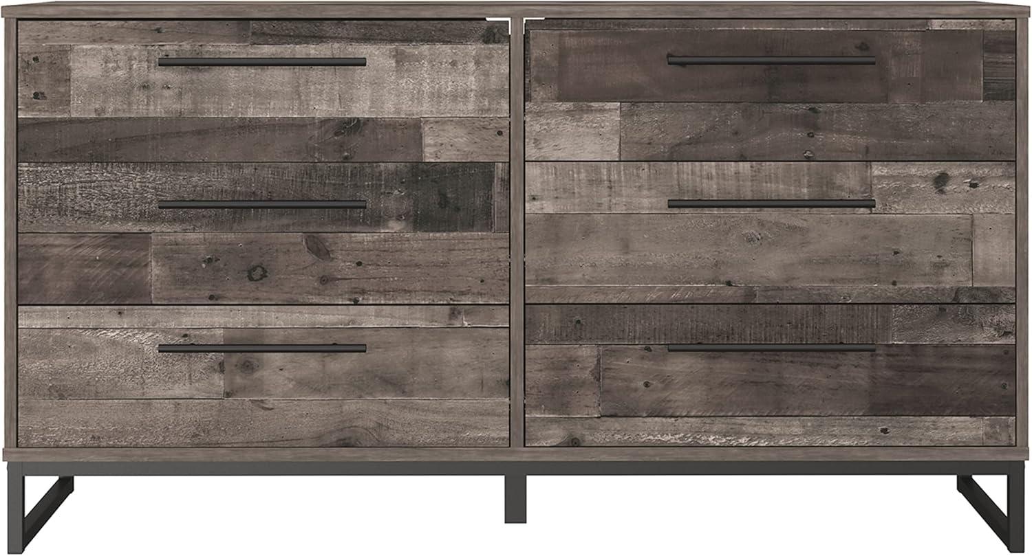 Neilsville Mid-Century 6-Drawer Dresser in Black and Gray