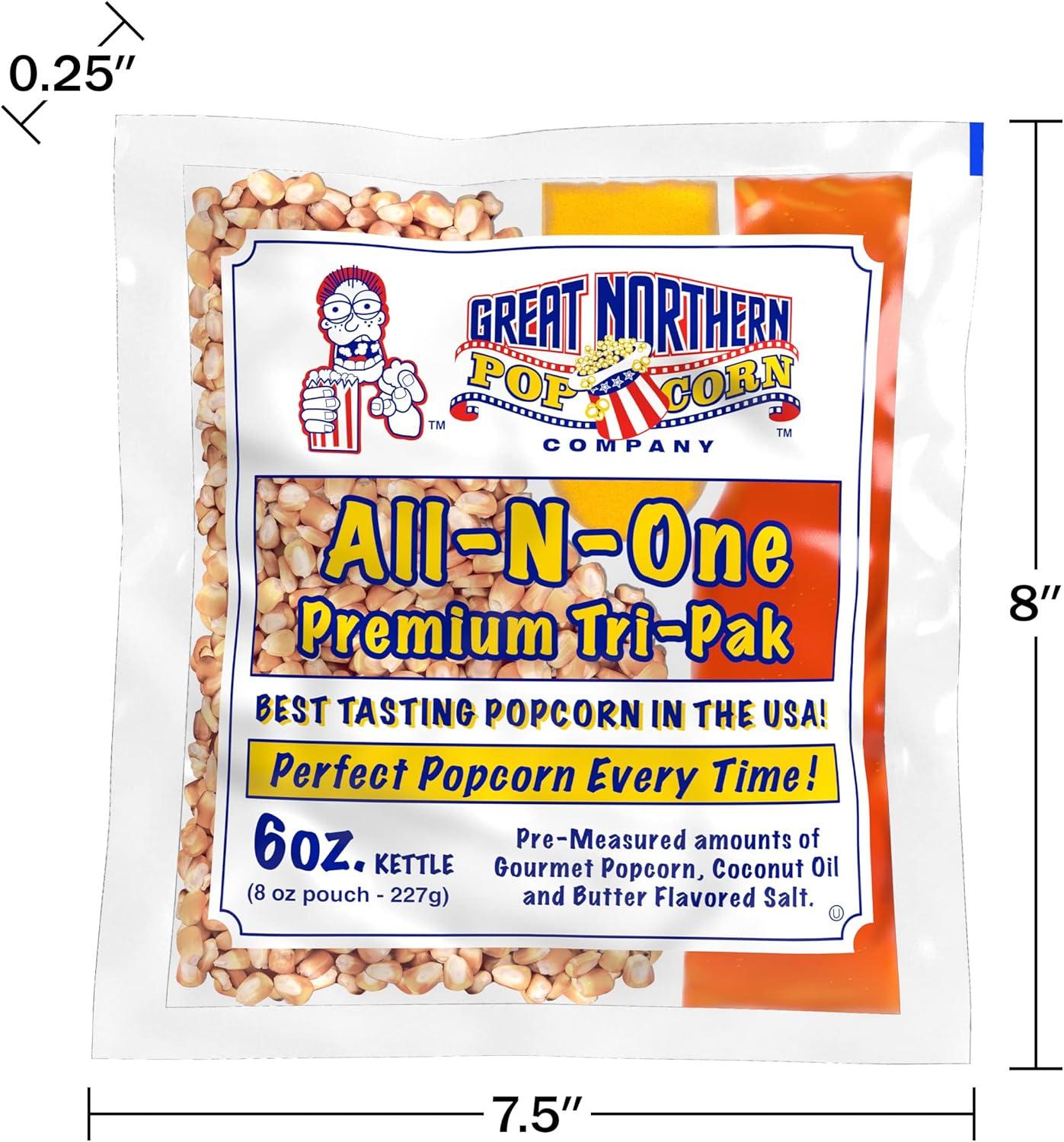 6 oz Popcorn Packs Pre-Measured, Movie Theater Style Packets for Popcorn Machines by Great Northern Popcorn (40 Case)