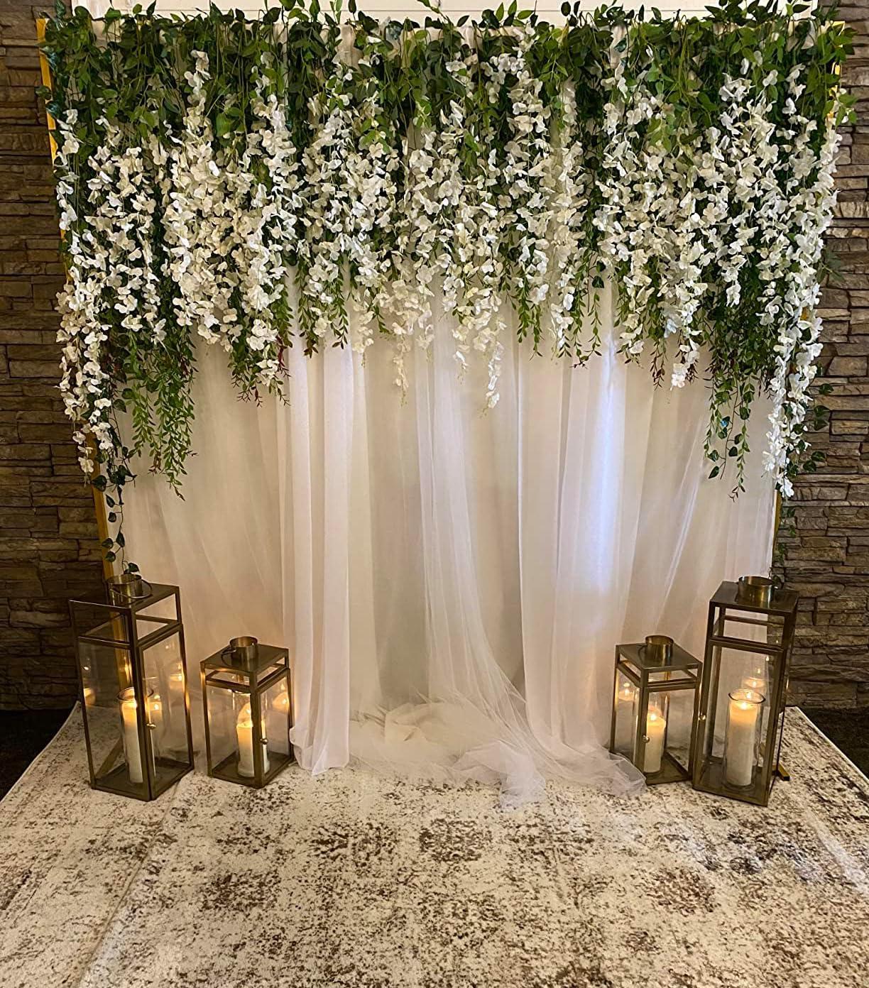 Wedding Arch Backdrop Stand, 6.6x6.6 FT Gold Wedding Arches for Ceremony Square Metal Balloon Arch Stand Garden Arbor Frame for Wedding Birthday Party Baby Shower Photo Booth Background Decoration