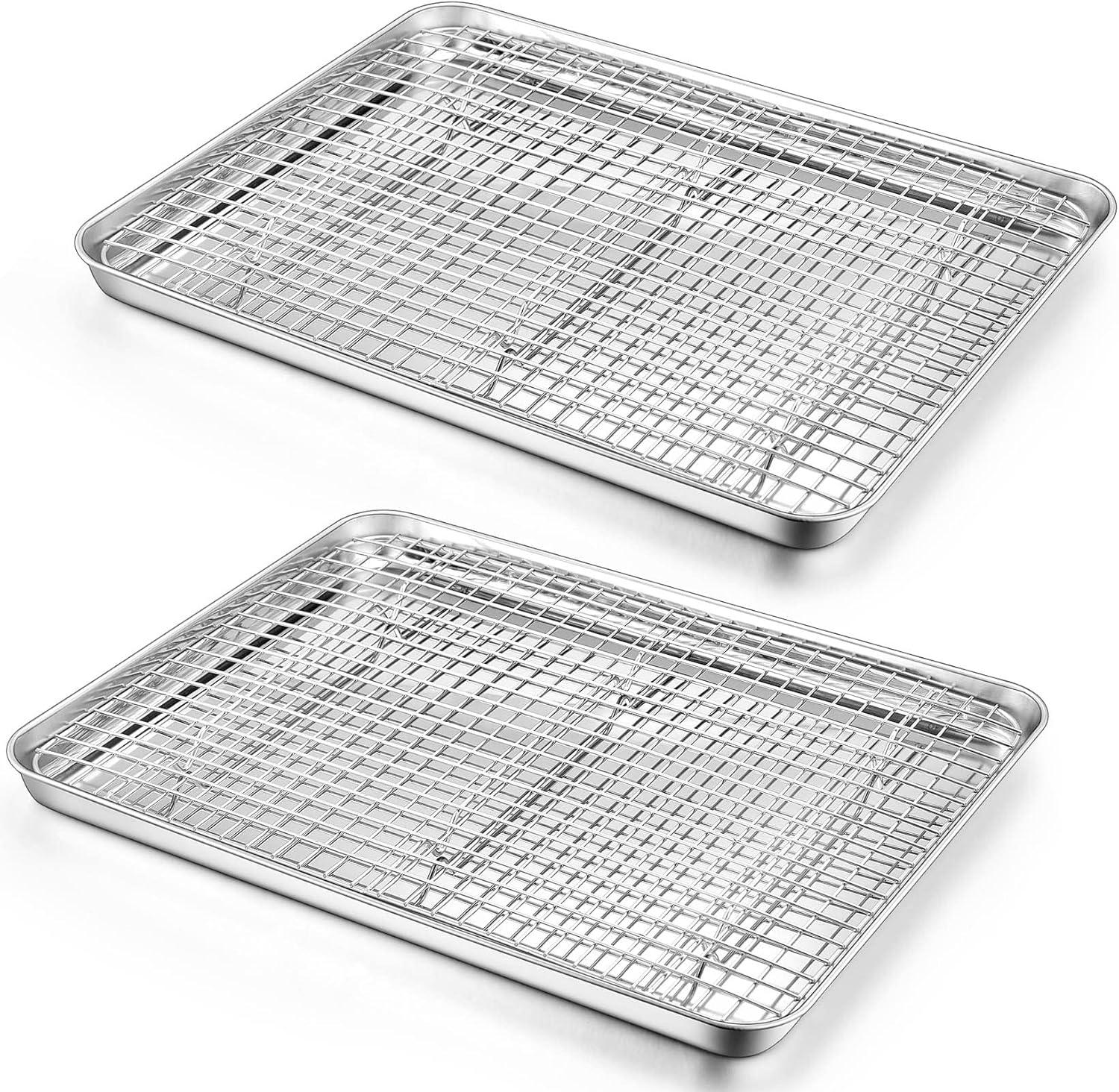 Stainless Steel Non-stick Cookie Sheet with Rack Set