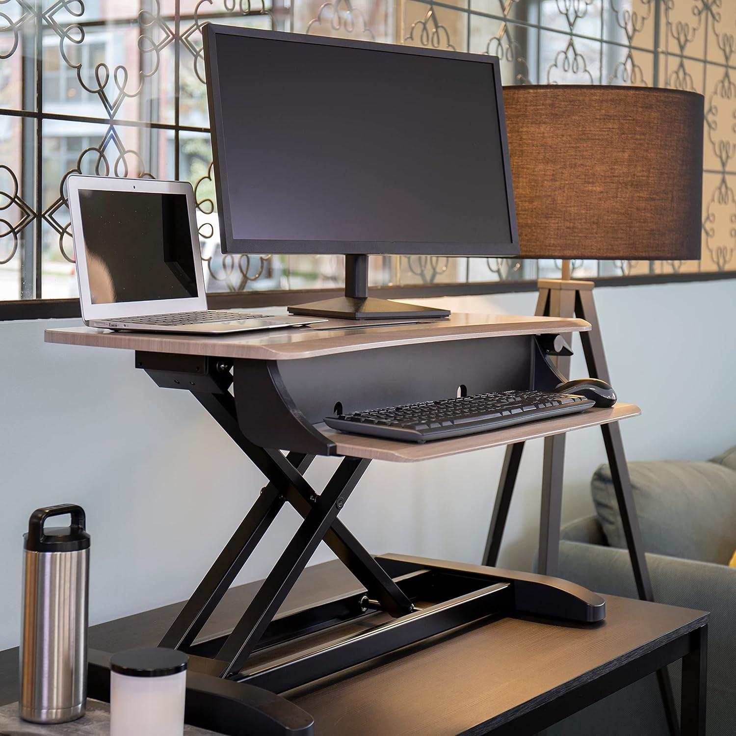 Zephyr Black Woodgrain 31" Compact Standing Desk Converter