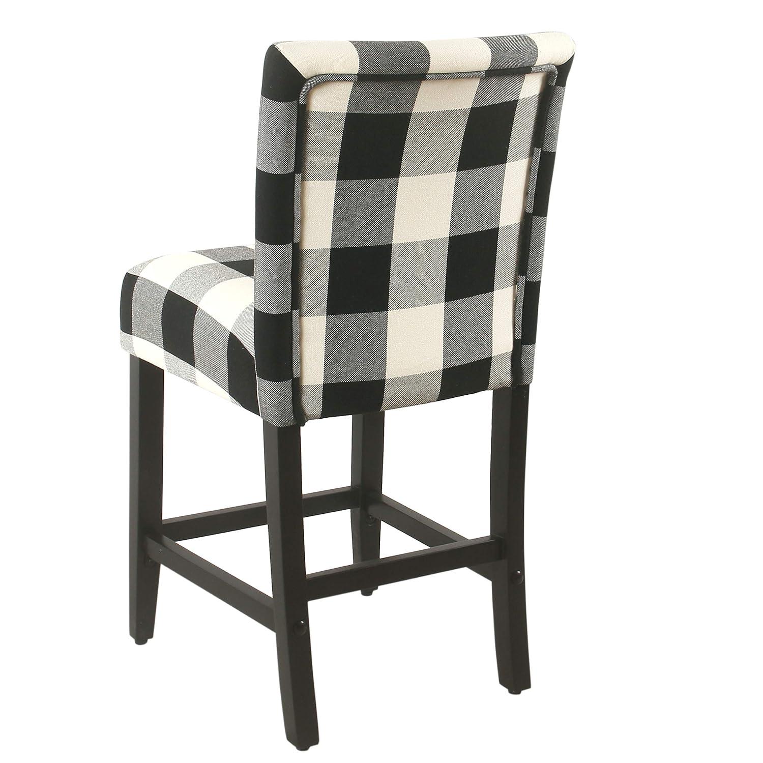 24" Curved Top Counter Height Barstool Safari Taupe - HomePop: Kitchen Seating with Back, Wood Legs