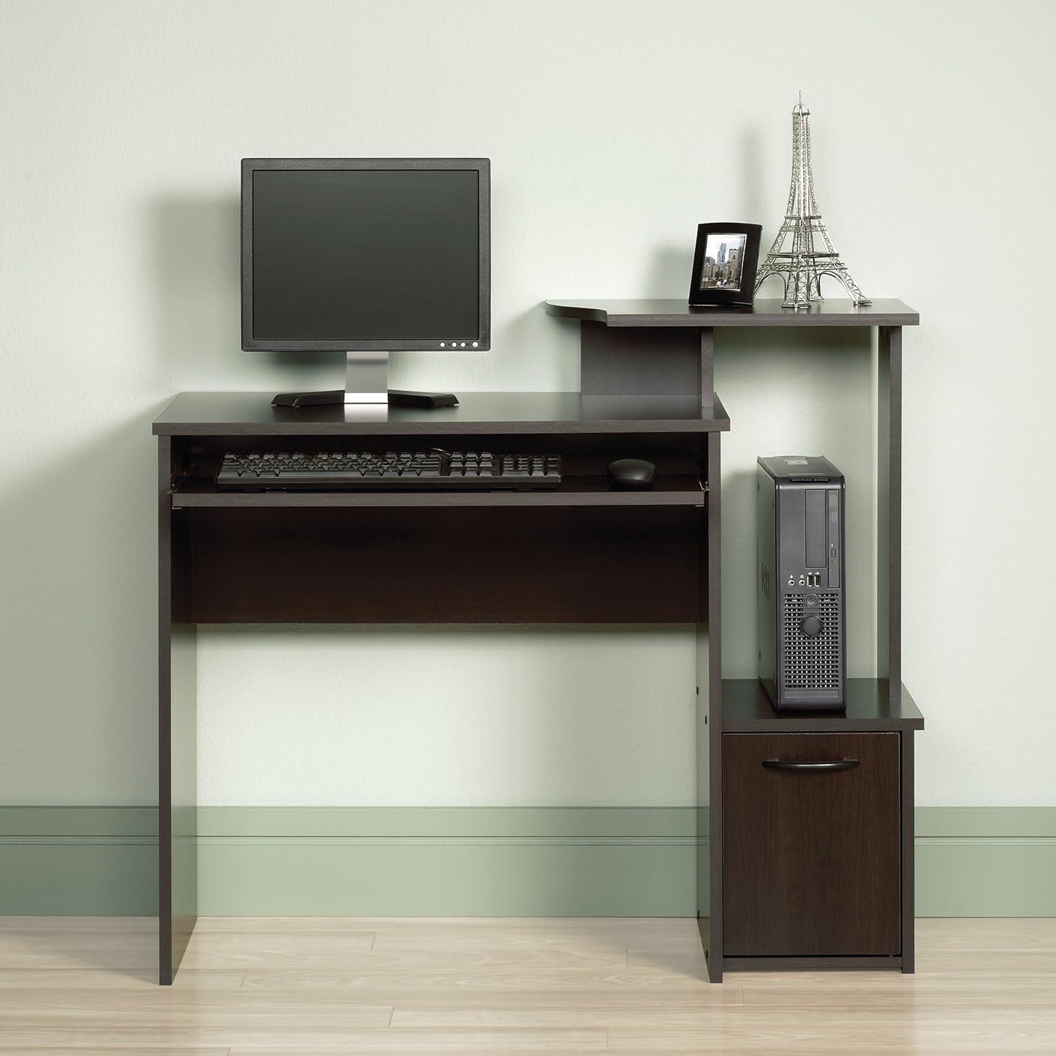 Cinnamon Cherry Finish Computer Desk with Keyboard Tray and Filing Cabinet