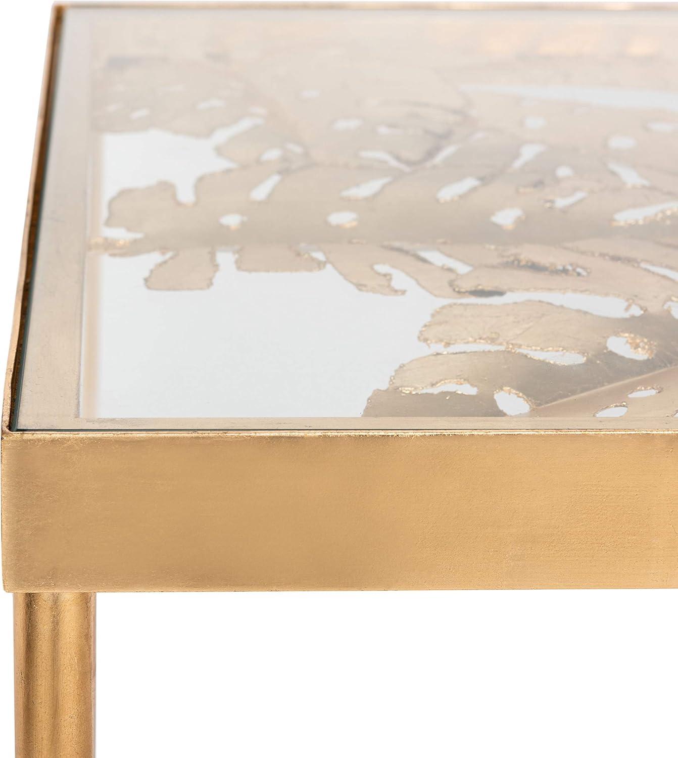 Leilani Palm Leaf Desk - Gold Leaf/Glass - Safavieh