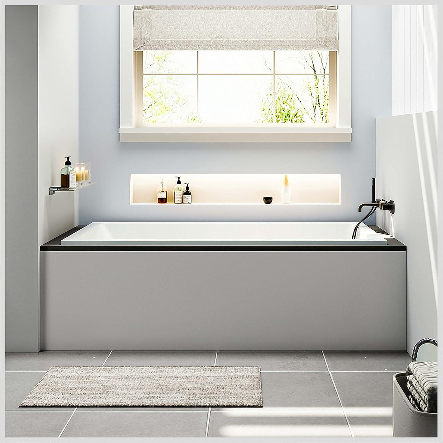 Teddy 59-Inch Glossy White Acrylic Drop-In Bathtub