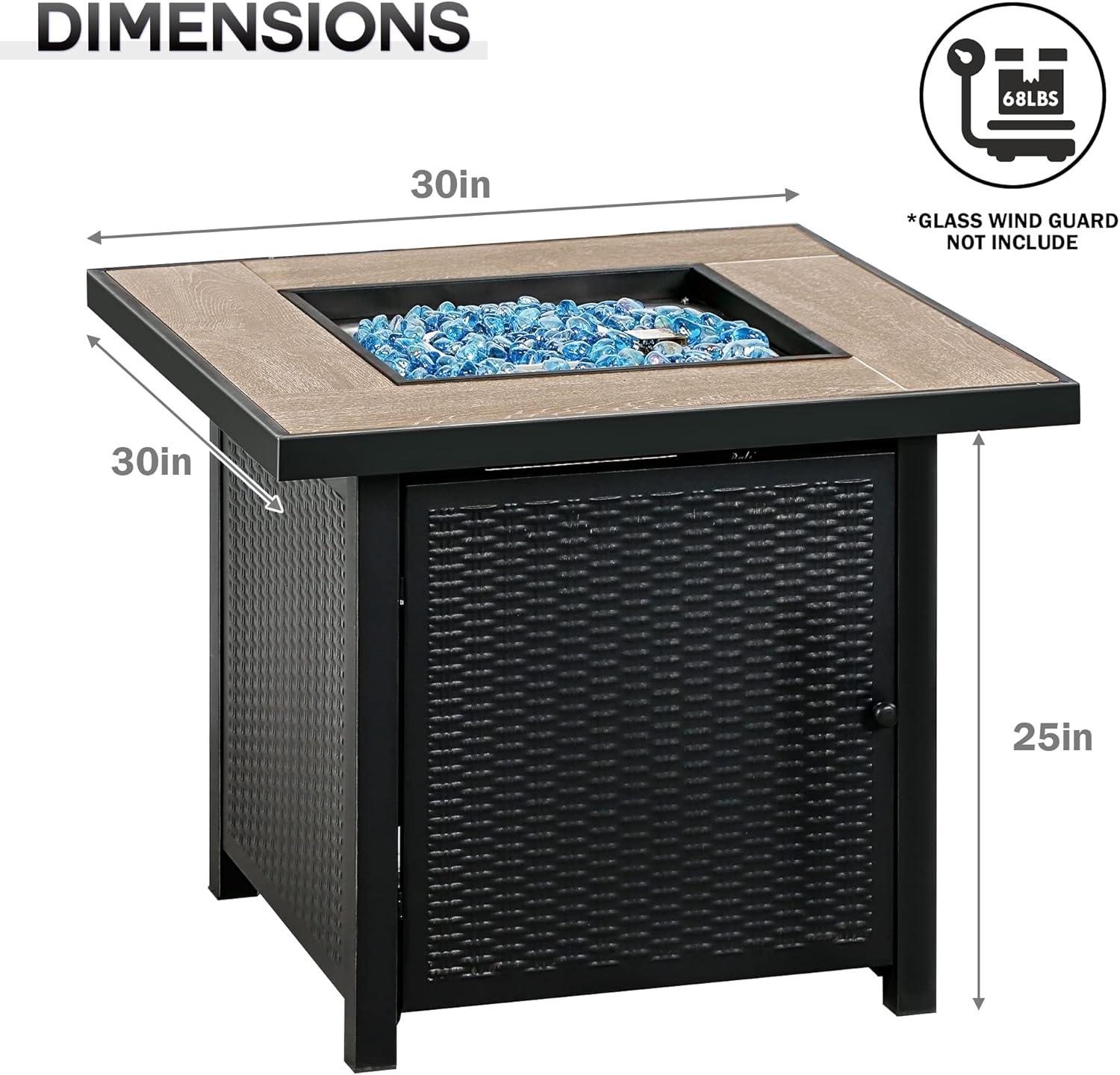 Gas Fire Pit Table Propane Fire Pit Table BALI OUTDOORS 30’’ Square Fire Pit Black Patio