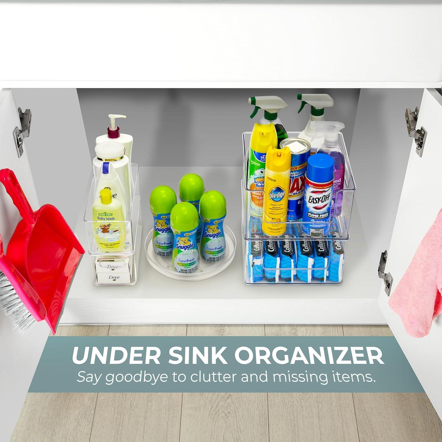 Sorbus Sorbus Pantry Organizers and Storage Set (Set of 4) 1 Large Stackable Storage Bin Open Front 2 Narrow Stackable Storage Bins 1 Lazy Susan Organizer for Fridge, Clear Pantry Storage Bins