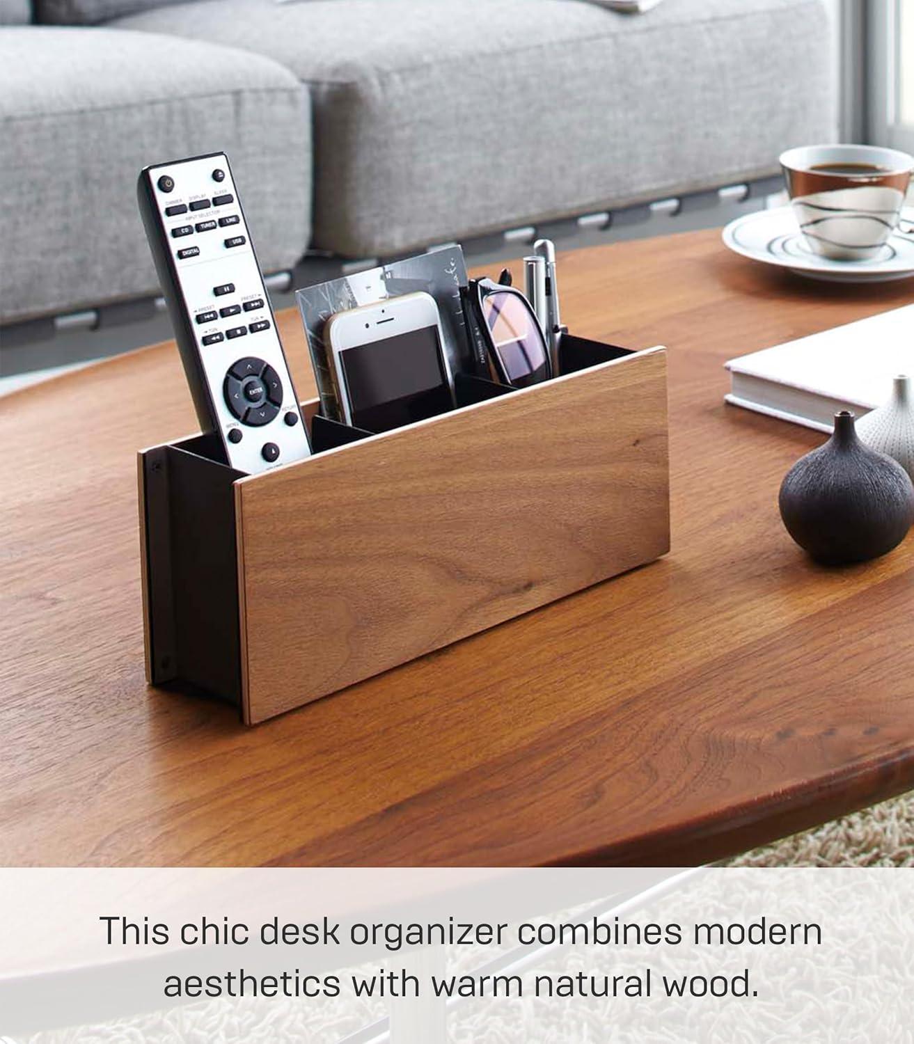 Yamazaki Home Yamazaki Home Desk Organizer - Tv Remote Control And Pen Holder, Steel + Wood