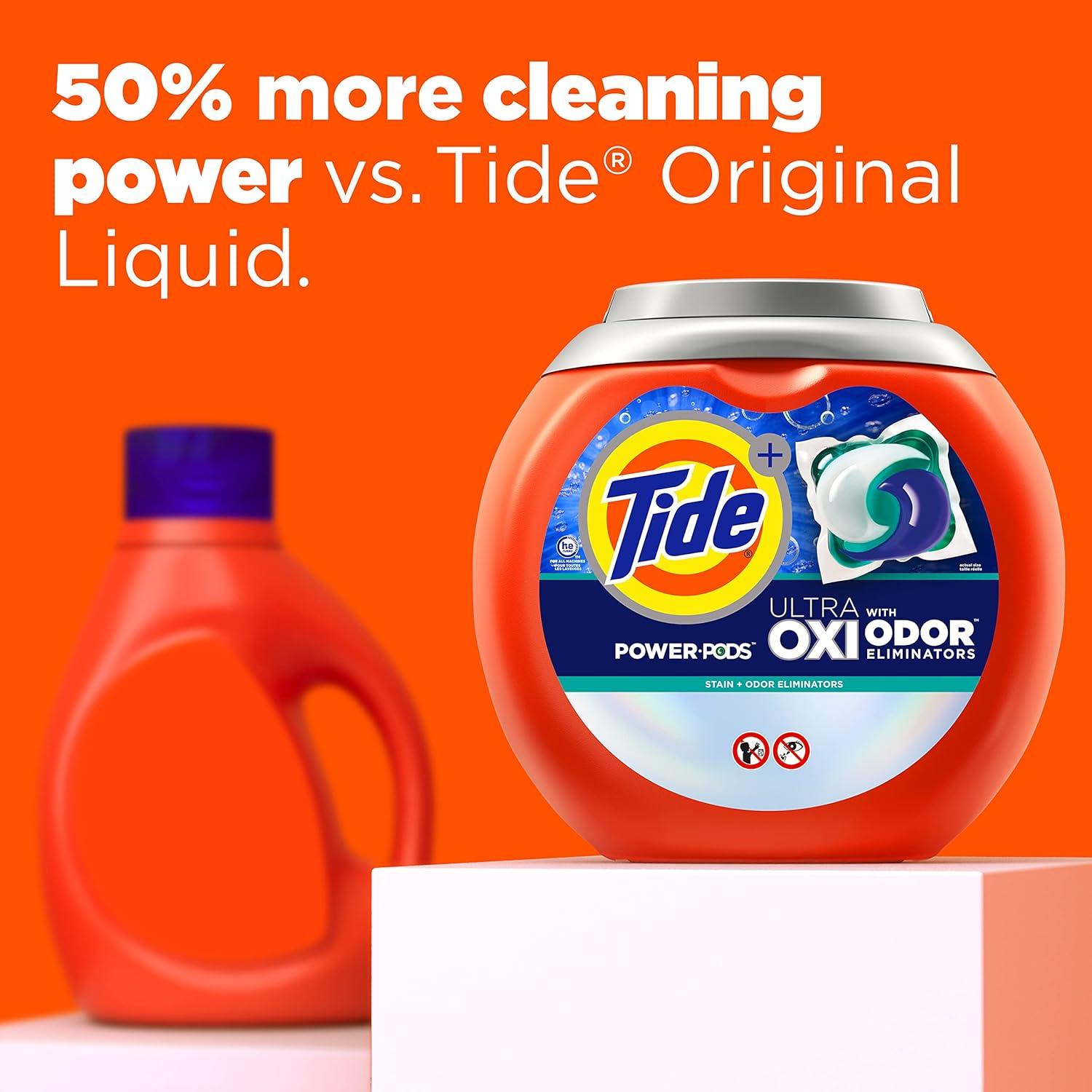 Tide Ultra Oxi Power Pods HE with Odor Eliminators for Visible and Invisible Dirt Laundry Detergent Soap Pacs - 40oz/25ct