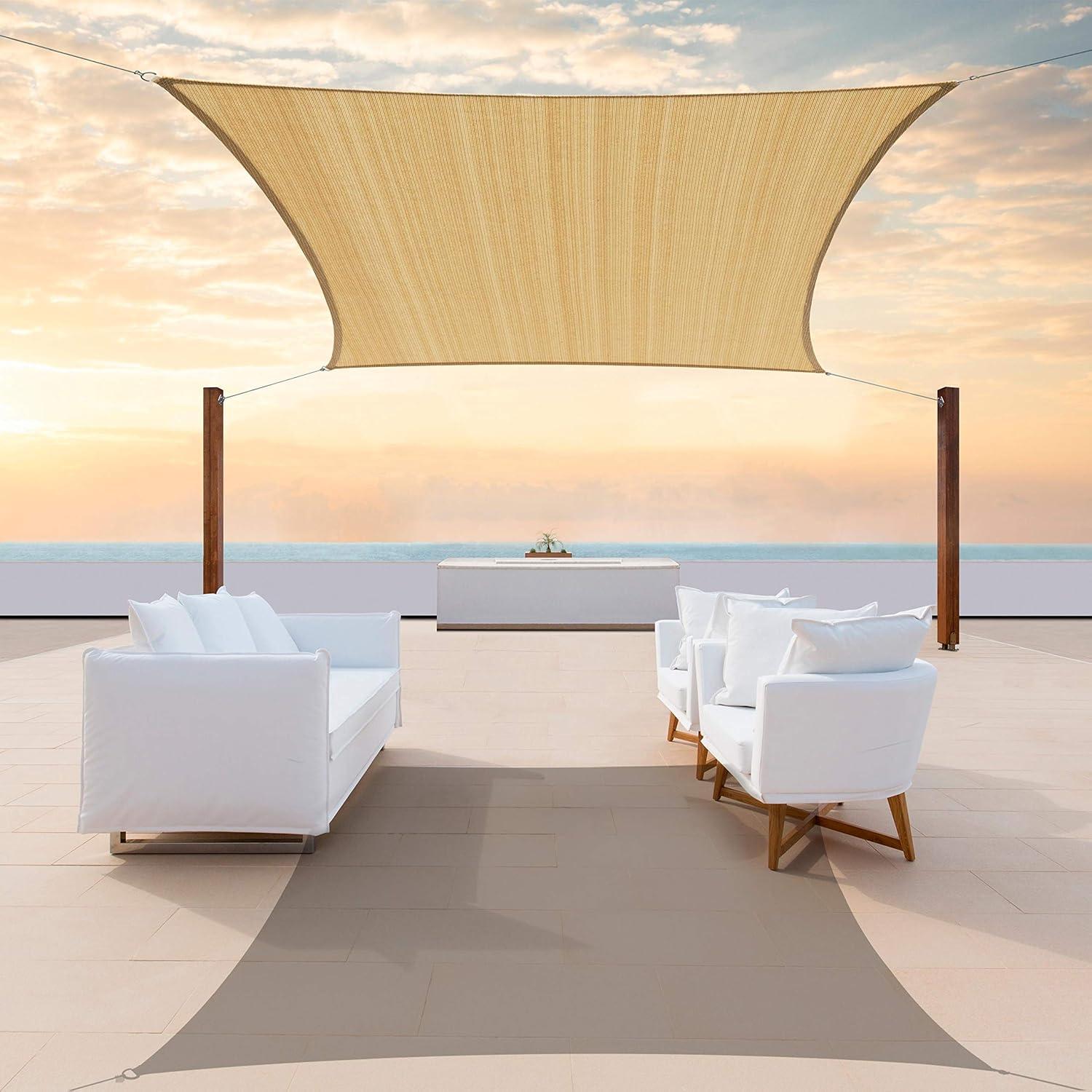 Sand Beige 8' x 10' UV Resistant Sun Shade Sail