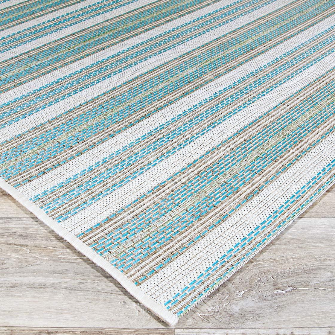 Couristan Monaco Marbella Indoor / Outdoor Area Rug, Blue Mist-Ivory, 5'3" x 7'6"