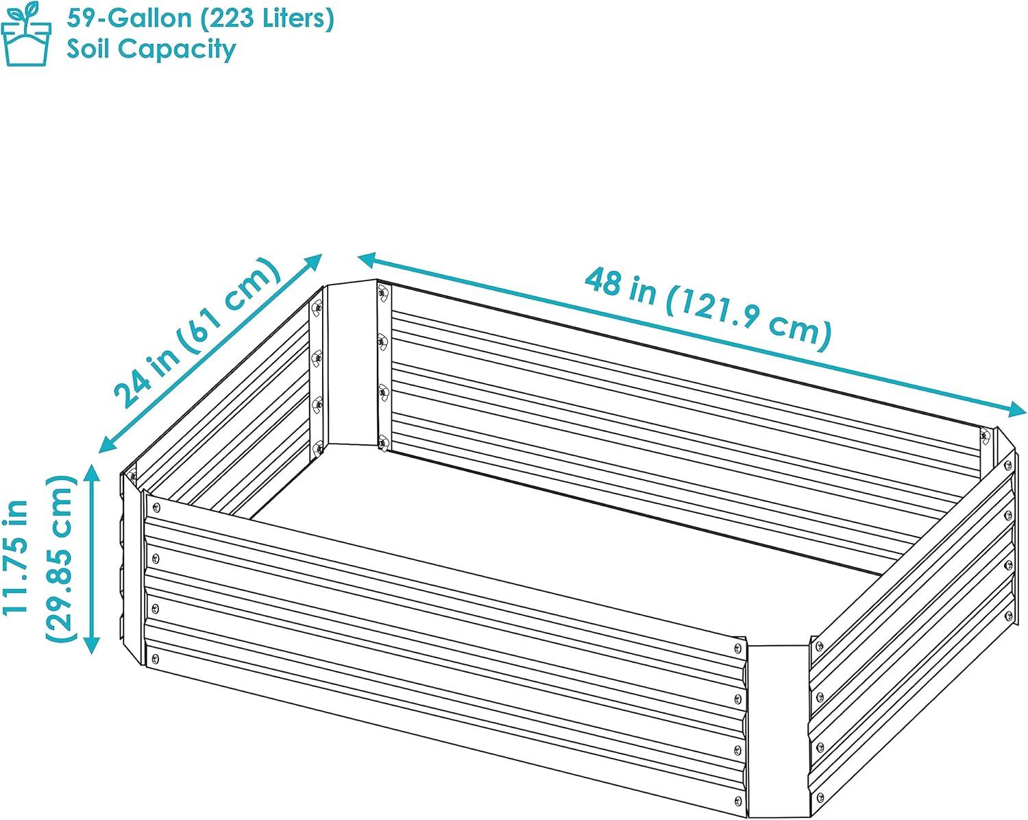 Rust-Resistant Dark Gray Galvanized Steel 48" Raised Garden Bed