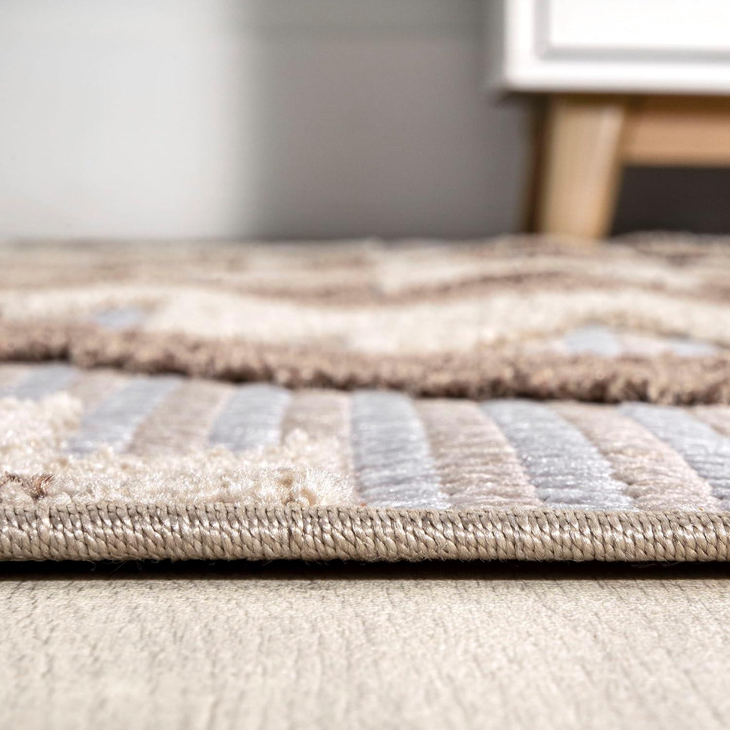 4'x6' Sumak High-Low Pile Neutral Diamond Kilim, Brown/Ivory - JONATHAN Y