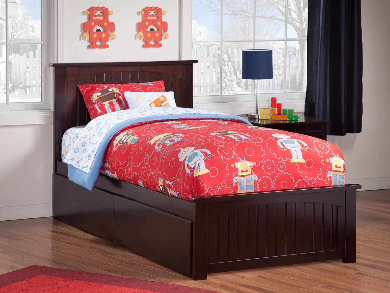 Nantucket Platform Bed with Matching Foot Board with 2 Urban Bed Drawers, Multiple Colors, Multiple Sizes