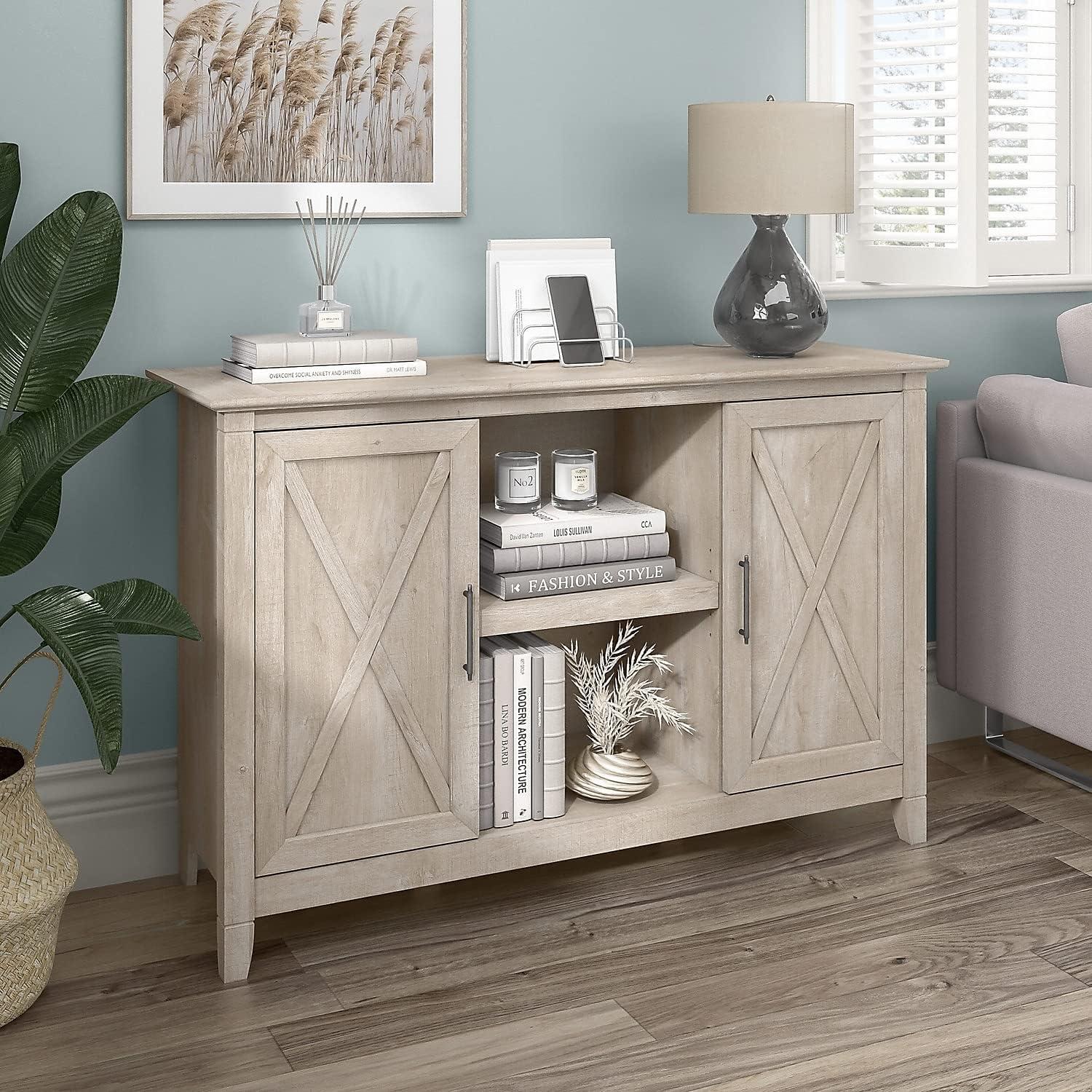Key West Accent Cabinet with Doors in Washed Gray - Engineered Wood