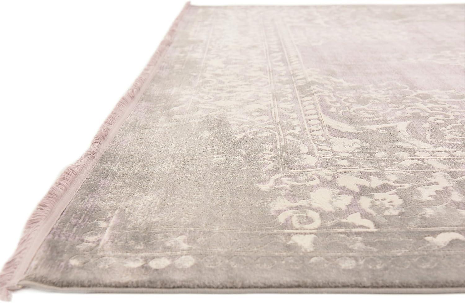 Purple and Gray Rectangular Abstract Easy Care Rug