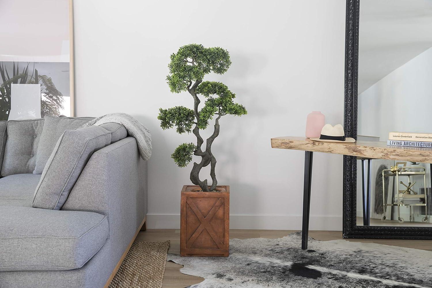 Vintage Home Artificial Faux Vintage Real Touch 53" Tall Bonsai Tree with Fiberstone Planter, Indoor and Outdoor use