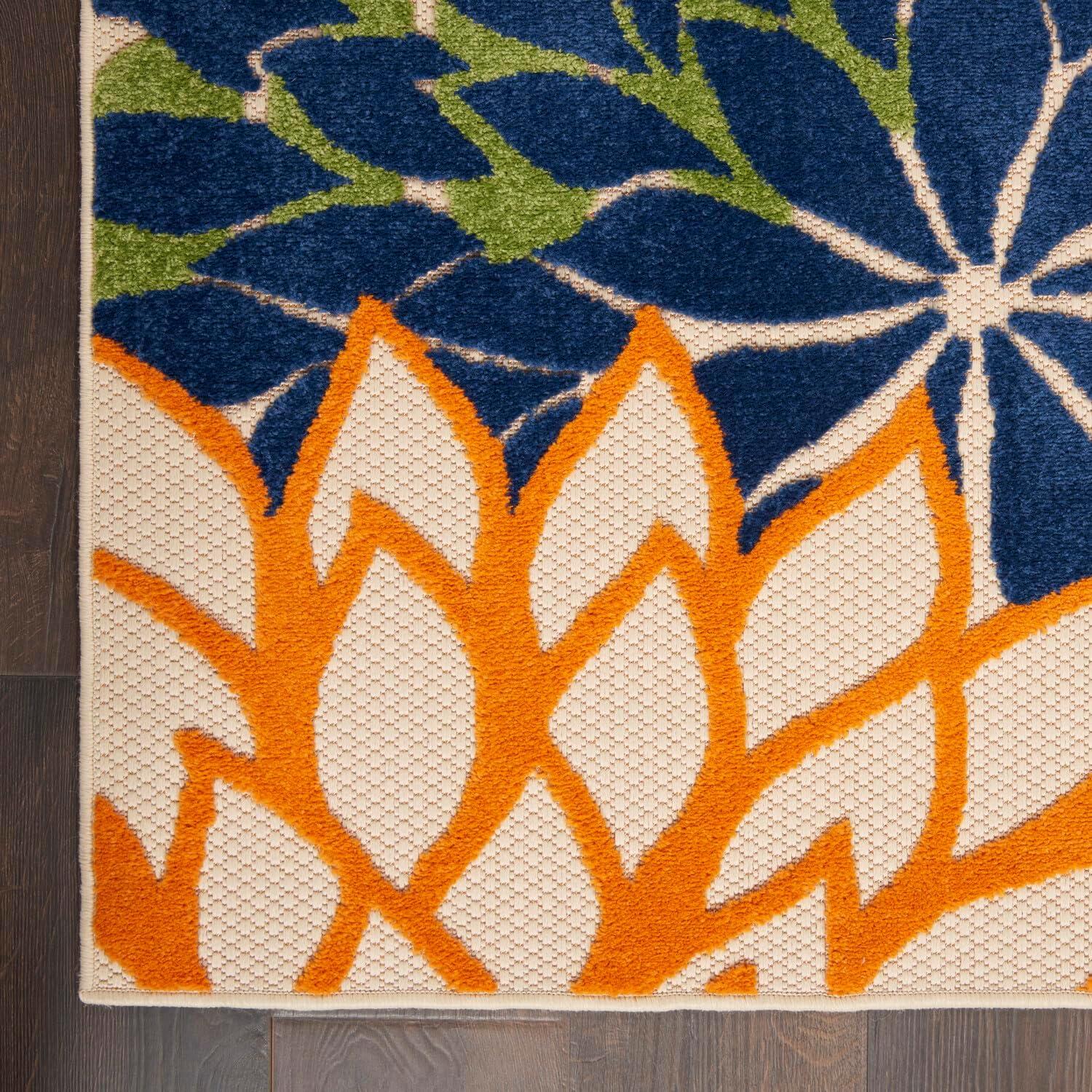 Nourison Aloha Floral Bloom Flatweave High-Low Indoor Outdoor Area Rug Multicolor 7' x 10'