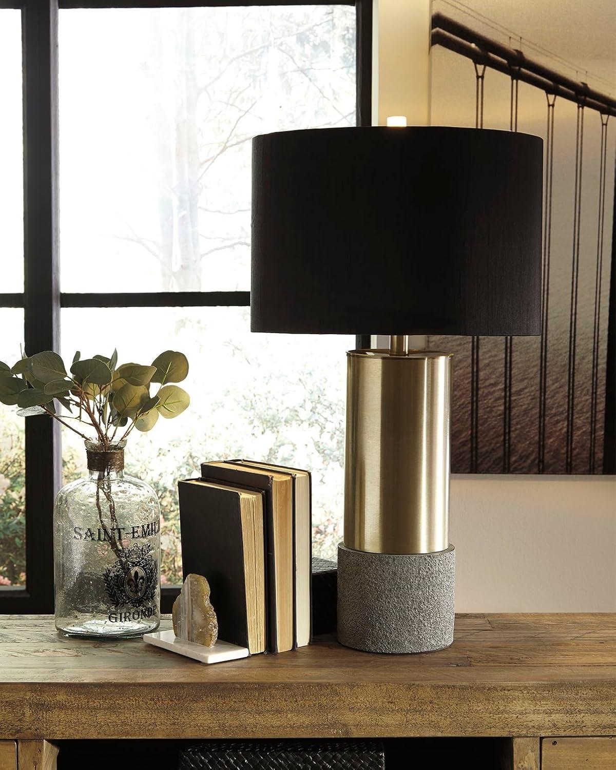 Signature Design by Ashley Contemporary Jacek Table Lamp (Set of 2)  Gray/Brass Finish