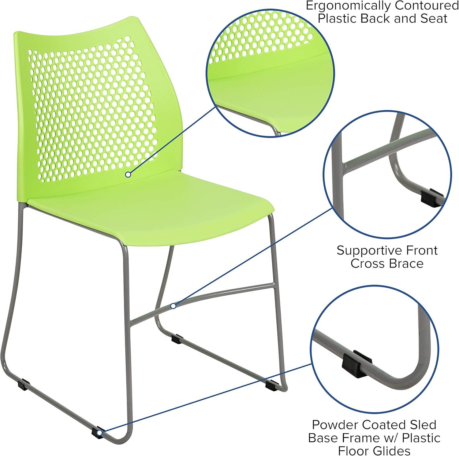 Emma and Oliver Home and Office Sled Base Stack Chair with Air-Vent Back - Guest Chair