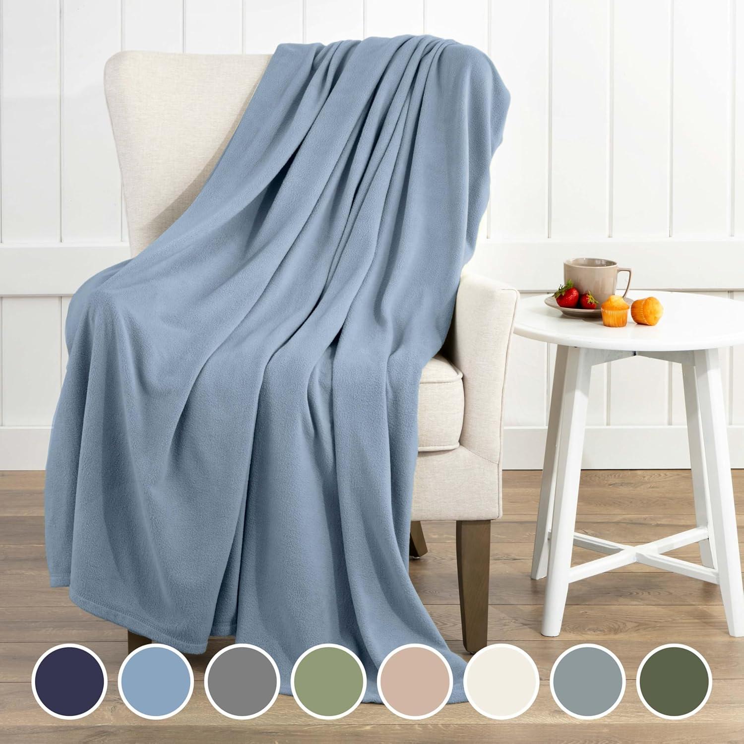 Slate Blue Full Size Lightweight Fleece Blanket