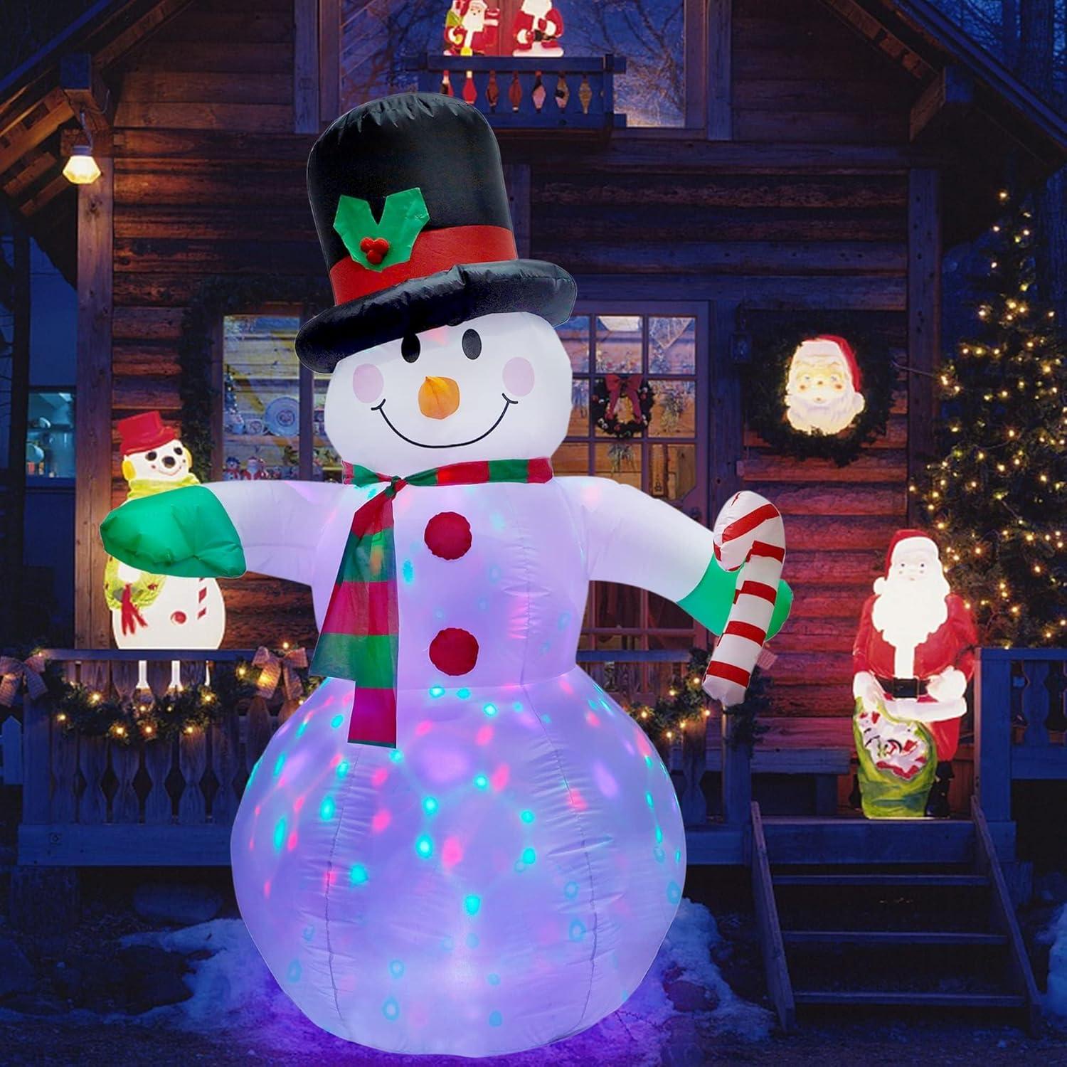 6-Foot Inflatable Snowman with Rotating LED Lights