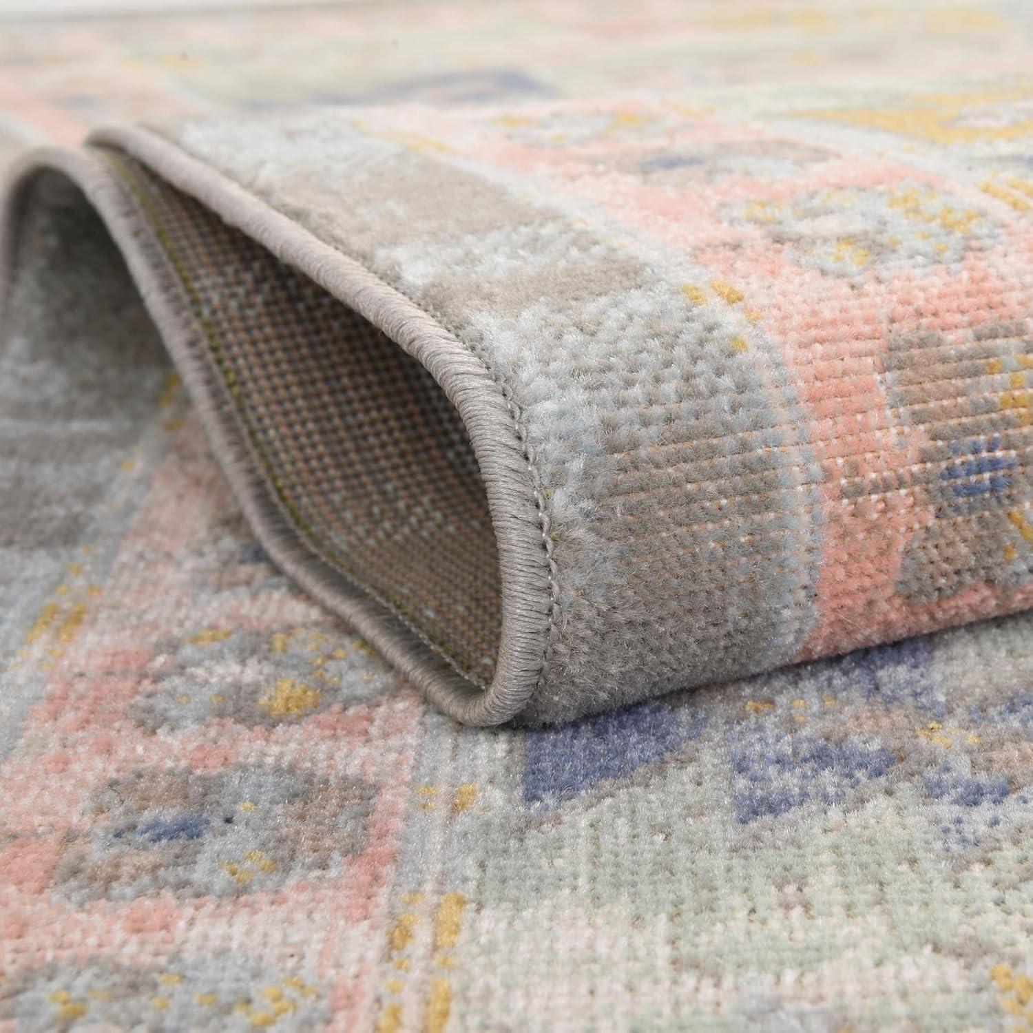 Unique Loom Whitney Collection Area Rug - Geneva (7' 10" Octagon Pink/Blue)