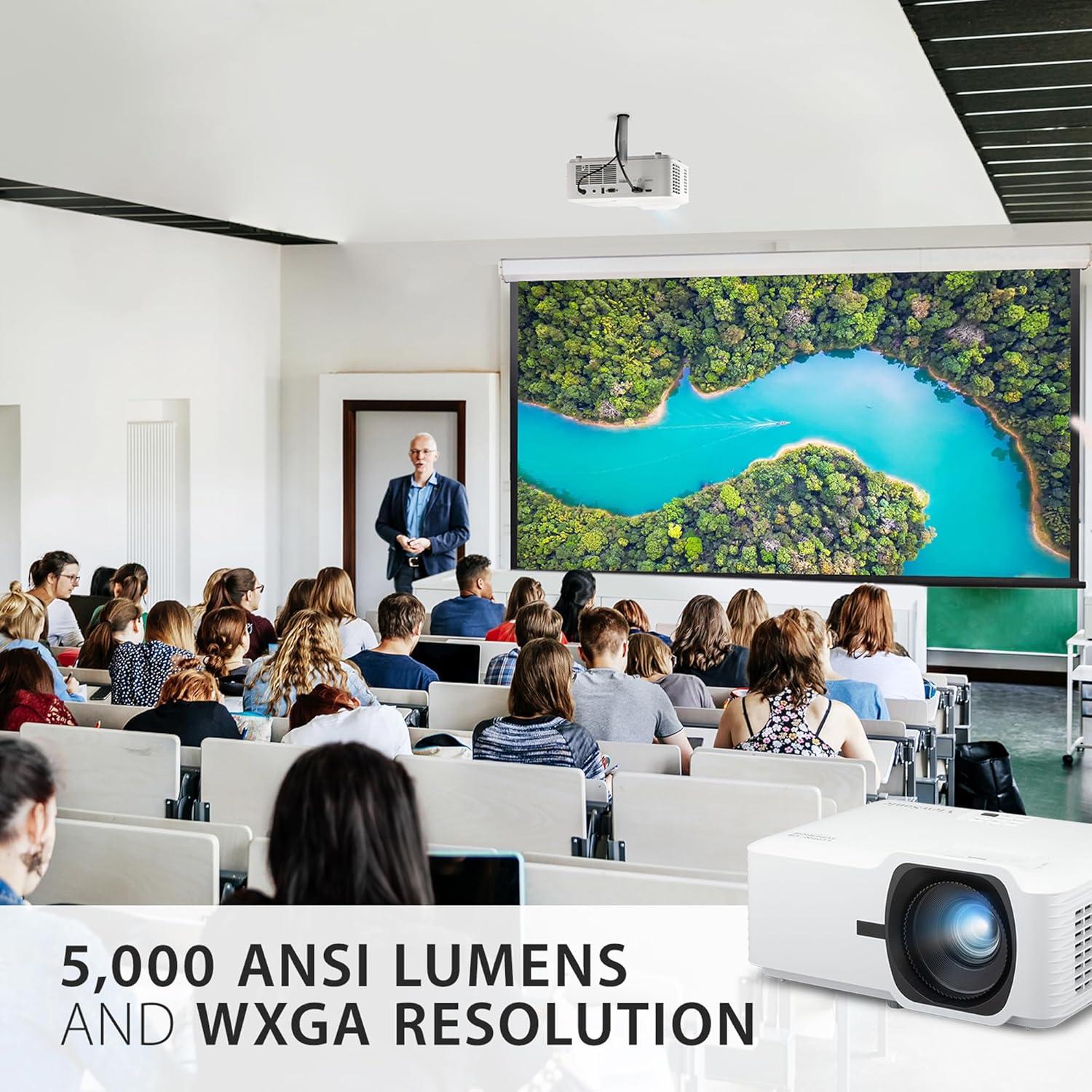 ViewSonic LS740W 5000 Lumens WXGA Laser Projector with 1.3x Optical Zoom, H/V Keystrone, 360 Degrees Projection for Auditorium, Conference Room, and