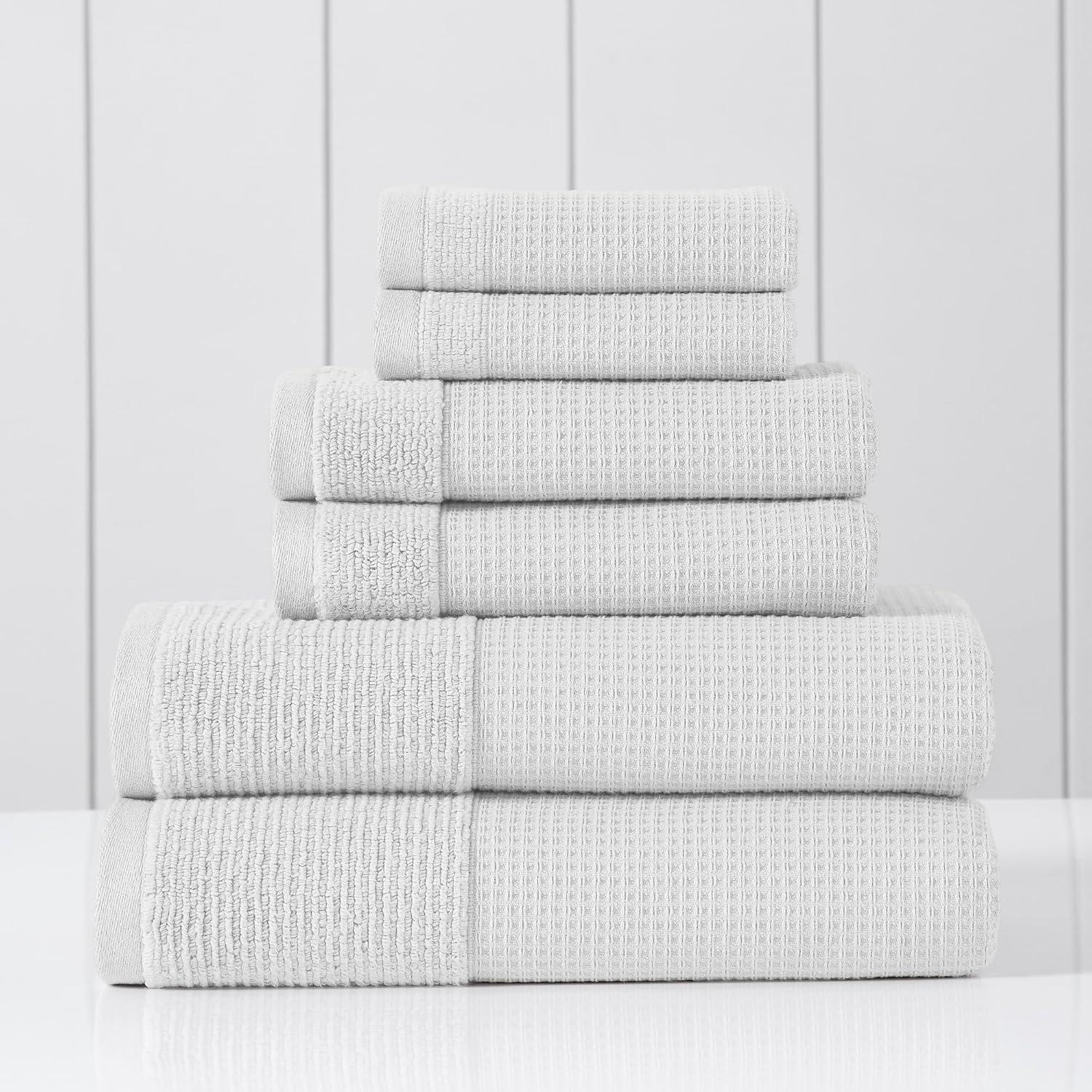 Modern Threads Drucilla 6-Piece 100% Combed Cotton Yarn Dyed Cobblestone Jacquard Towel Set