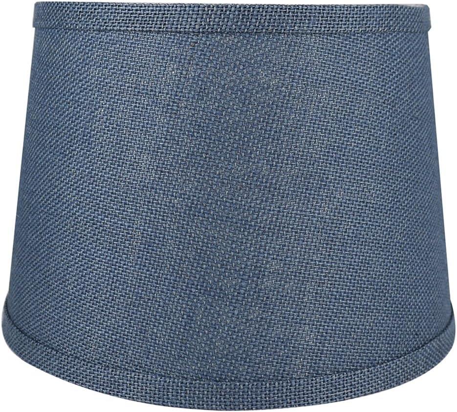Denim Blue Burlap Drum Lampshade with Nickel Fitter