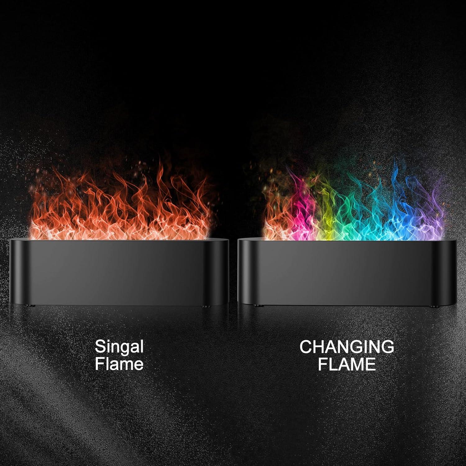 LinsCraft Colorful Flame Fire Diffuser Humidifier, 7 Colors Changing Oil Diffuser, Ultra-Quiet Aroma Essential Oils Aromatherapy Diffusers For Large Room, Bedroom, Office(Timeable, Waterless Auto Off-150Ml)
