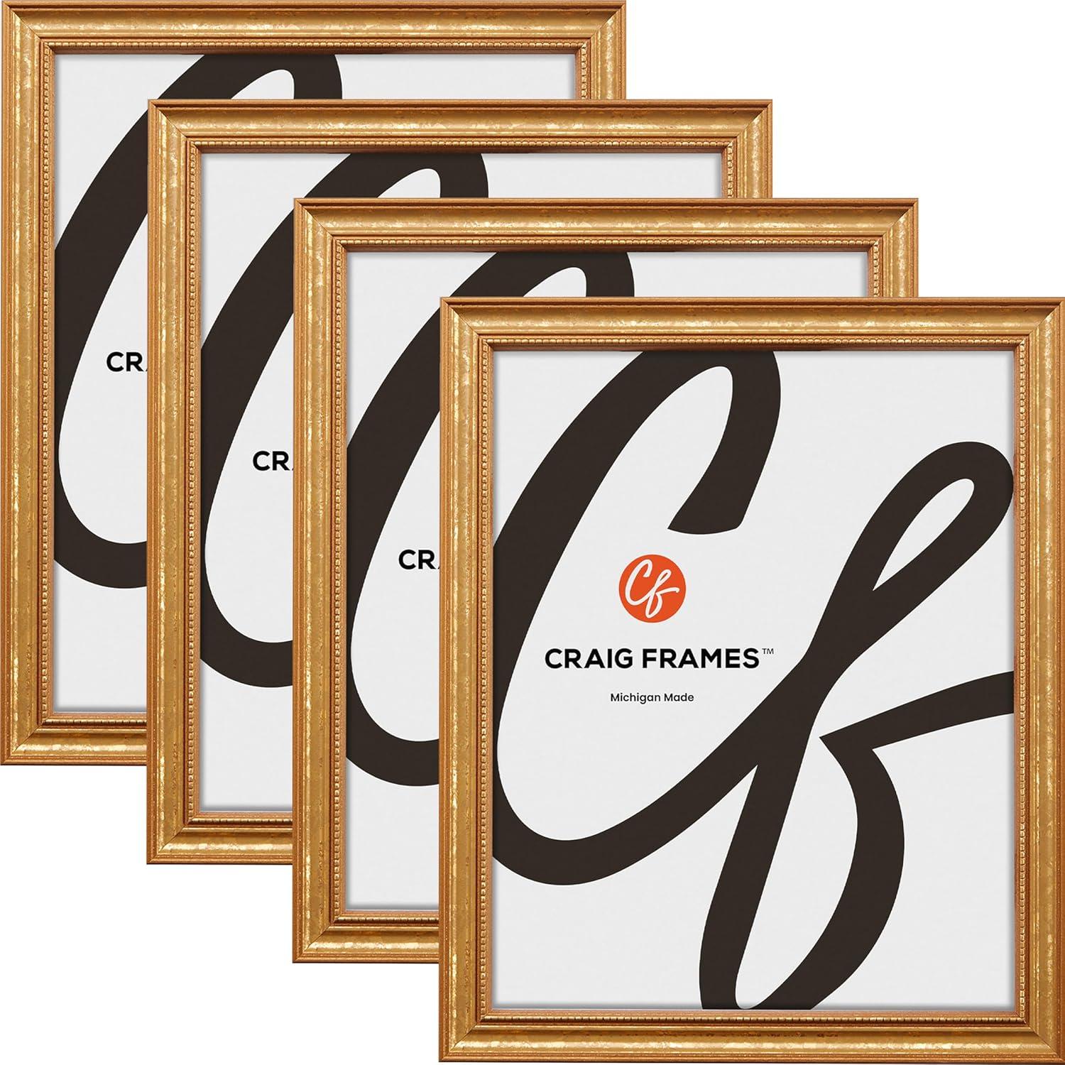 Craig Frames Stratton 4x6 inch Aged Gold Picture Frame, Set of 4