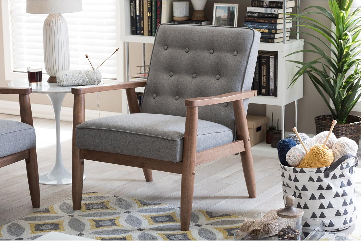 George Oliver Studio Sorrento Accent Chair, 1 Seater, Grey, Brown
