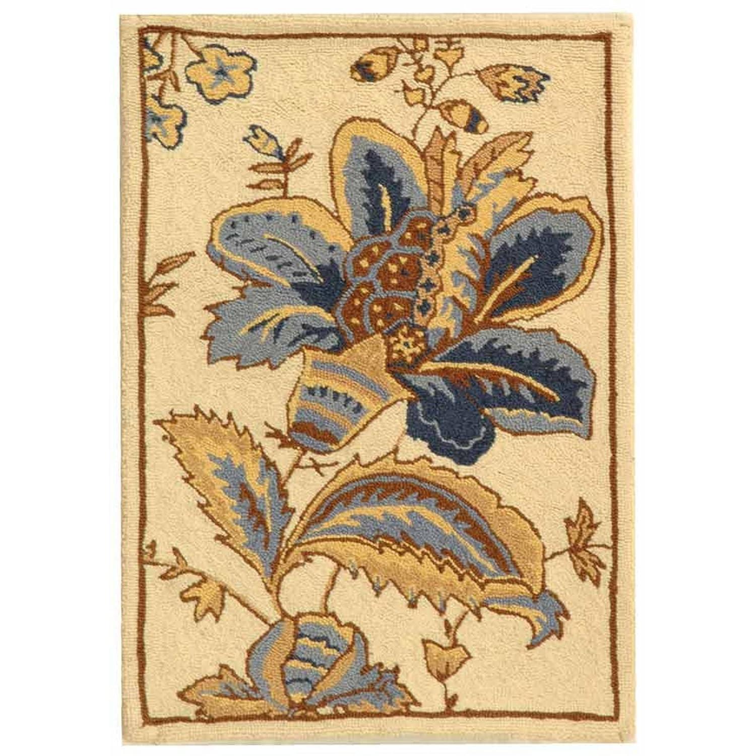 SAFAVIEH Chelsea Garrick Floral Wool Area Rug, Ivory, 1'8" x 2'6"