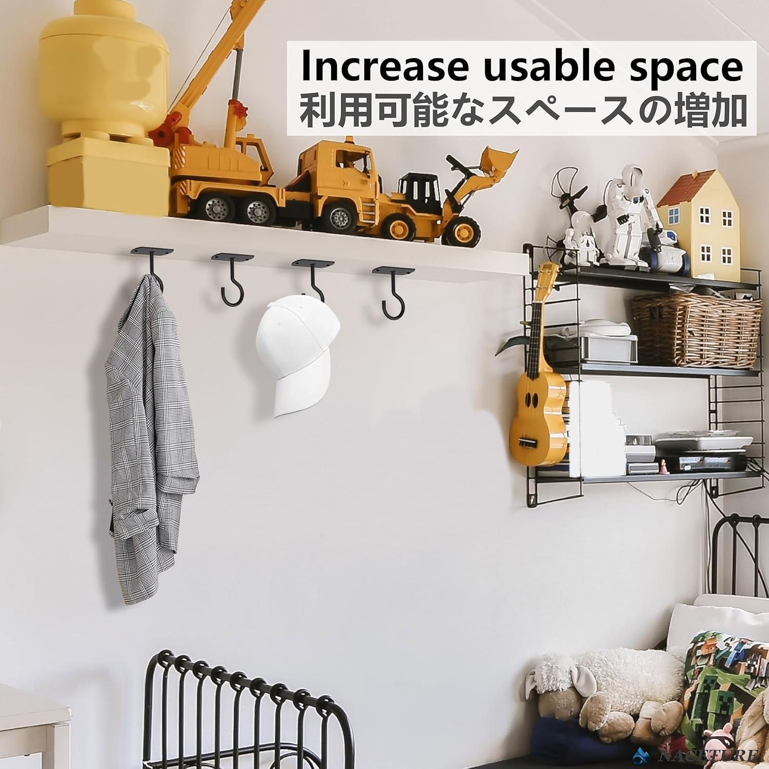 Black Heavy-Duty Iron Wall Mount Plant Hanger Hooks, 2-Pack