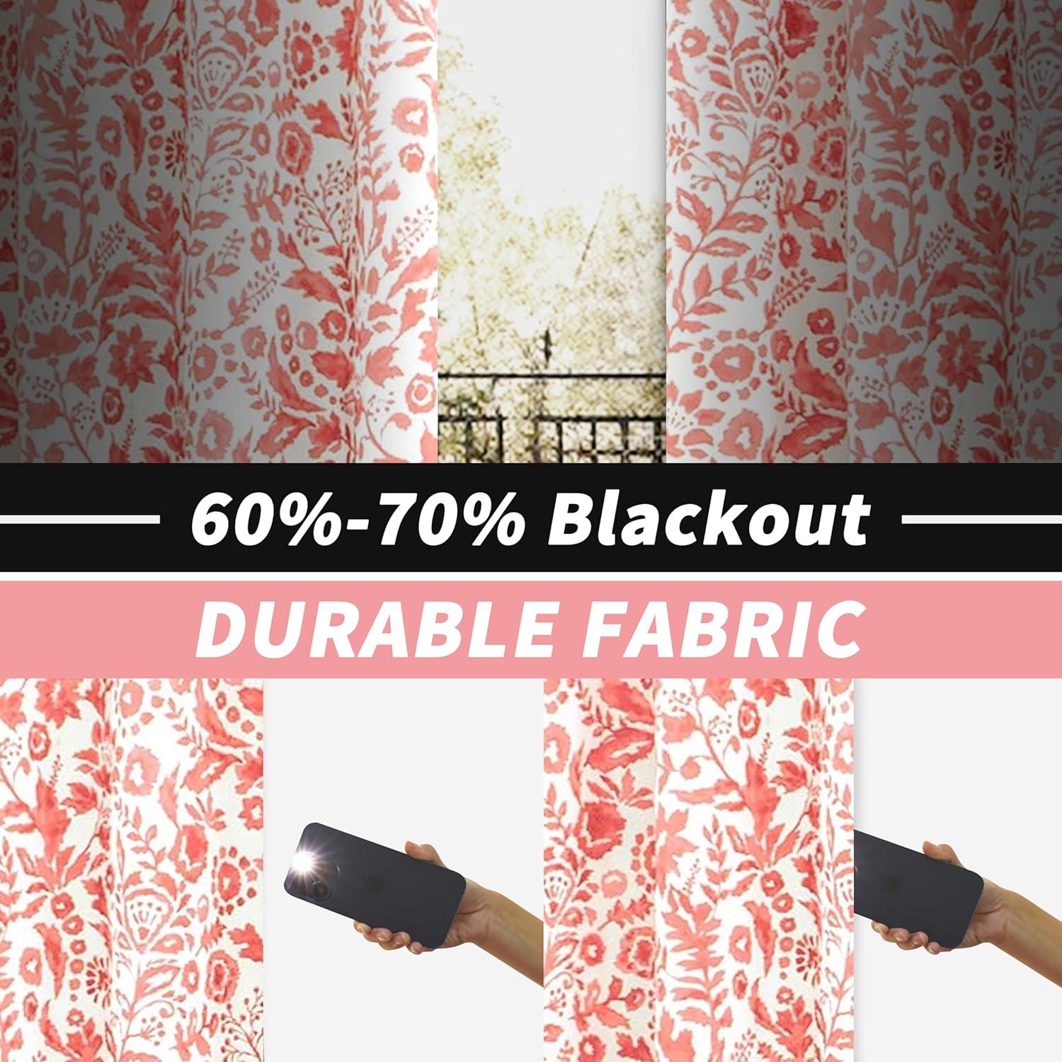 DriftAway Julia Watercolor Blackout Room Darkening Grommet Lined Thermal Insulated Energy Saving Window Curtains 2 Layers 2 Panels Each Size 96"L x 52"W Navy
