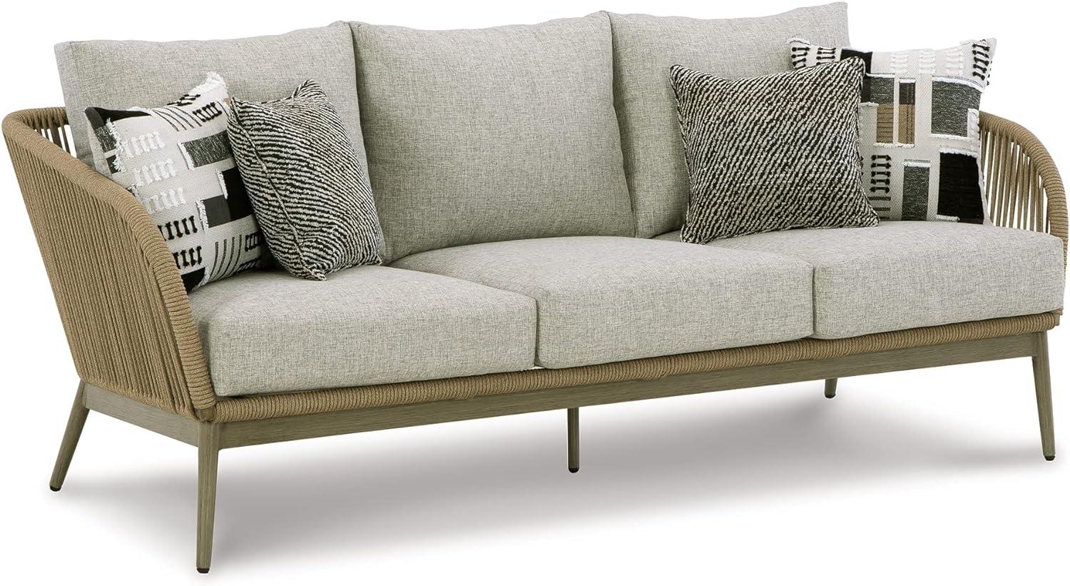 Swiss Valley Transitional 76'' Beige and Gray Wicker Outdoor Sofa
